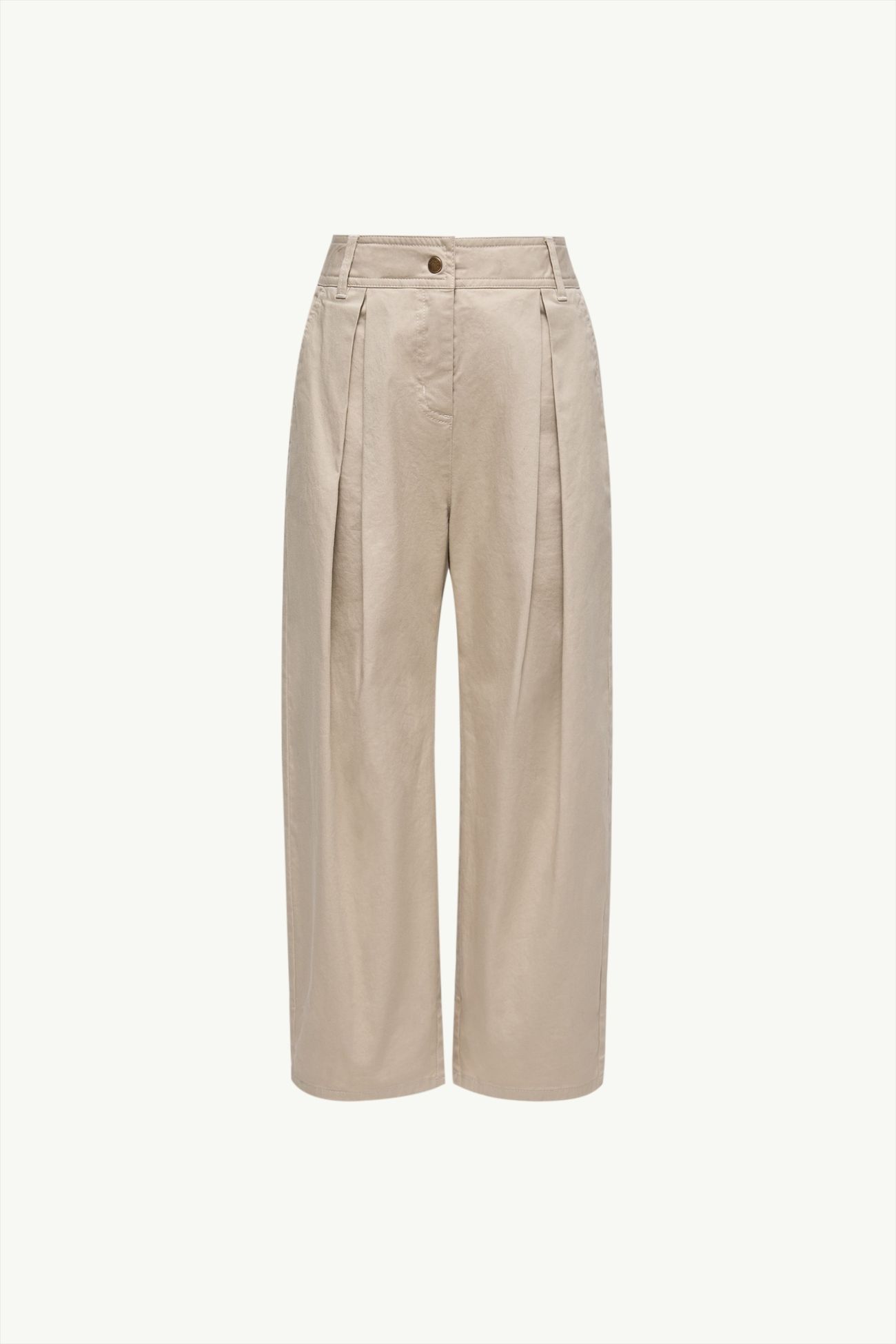 Pantalón de gabardina de algodón elástico plisado Niña Beige Moncler 0