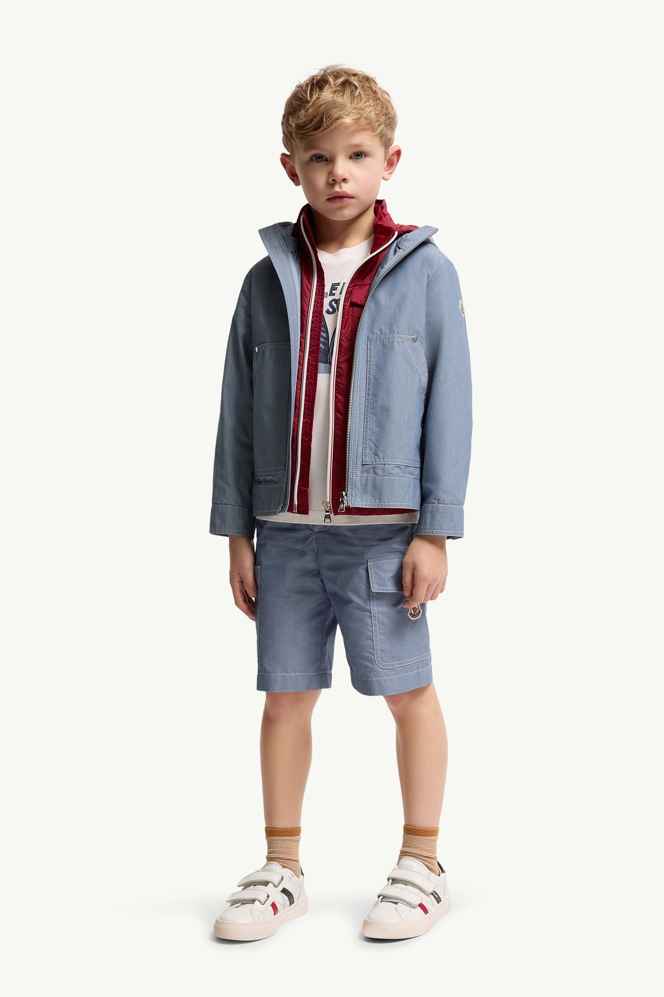 Bermudashorts aus Chambray Jungen Jeansblau Moncler 1