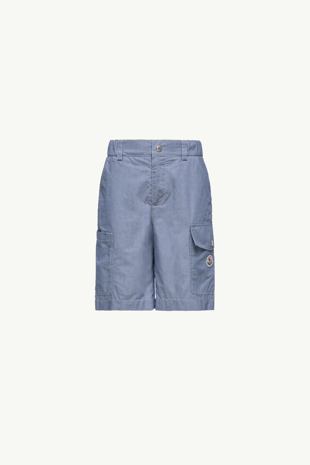 Chambray Bermuda Shorts Boy Denim Blue Moncler 0