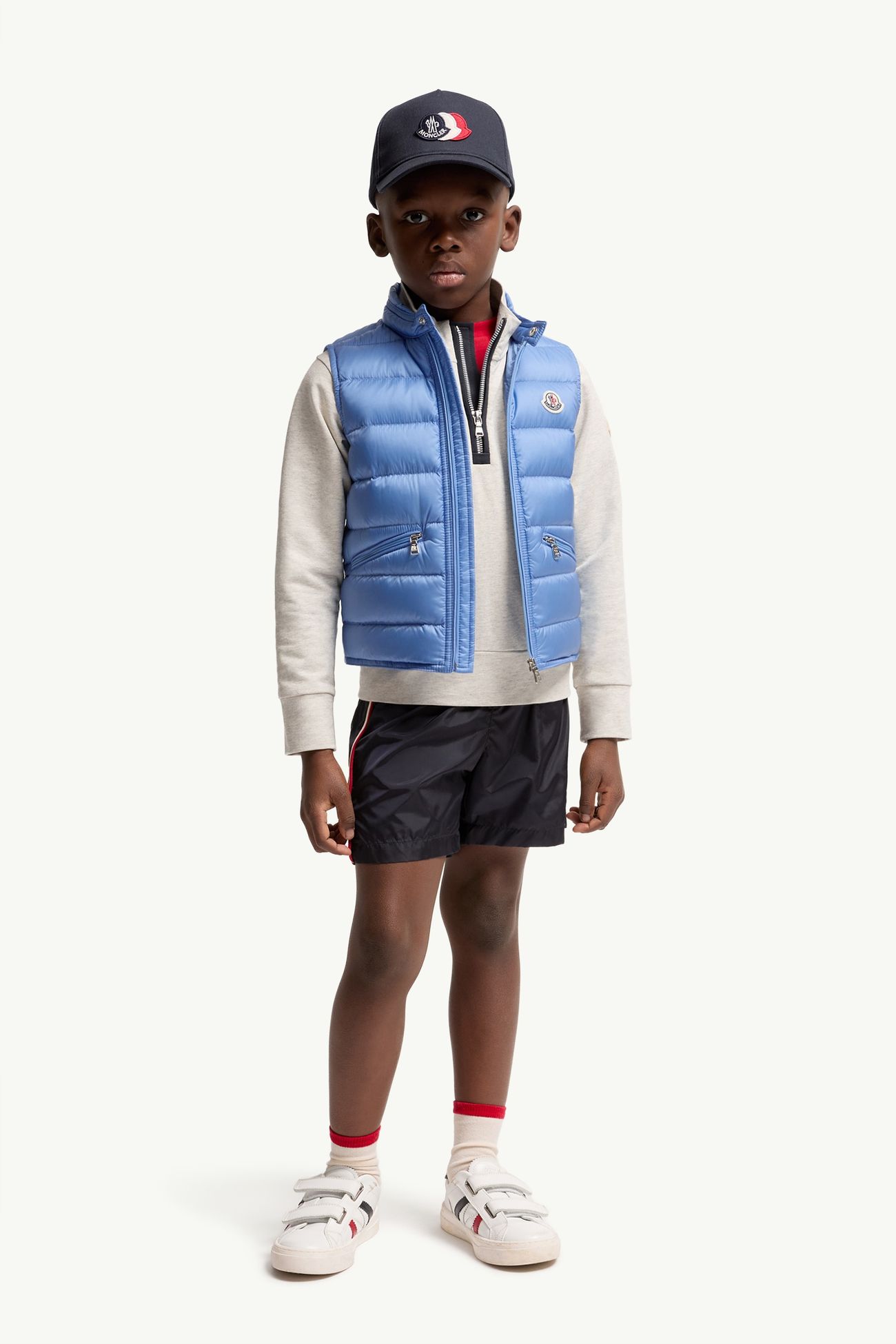 Bañador con ribetes tricolor Niño Azul marino Moncler 1