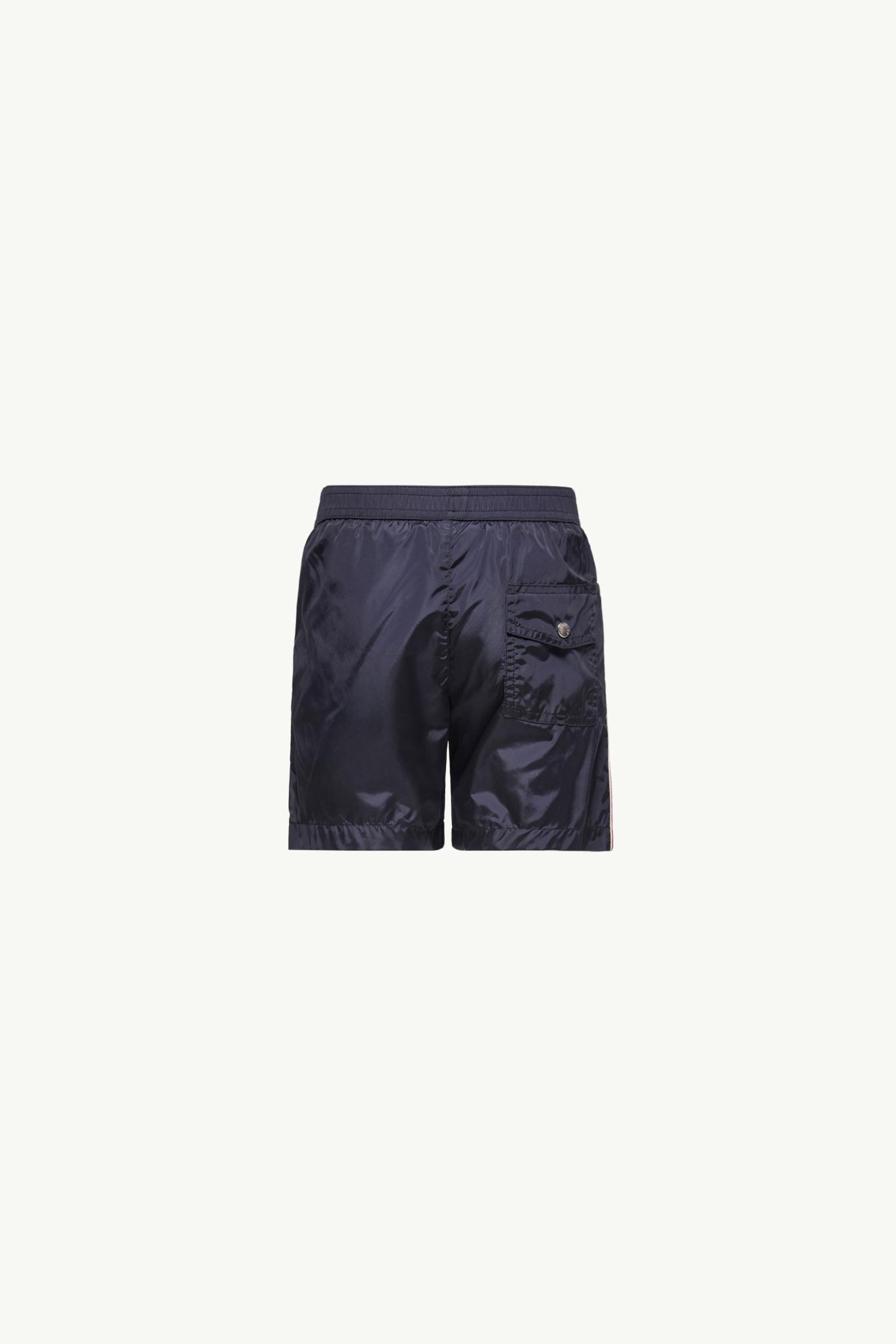 Navy Blue Tricolor-Trimmed Swim Shorts - Trousers & Tracksuits for