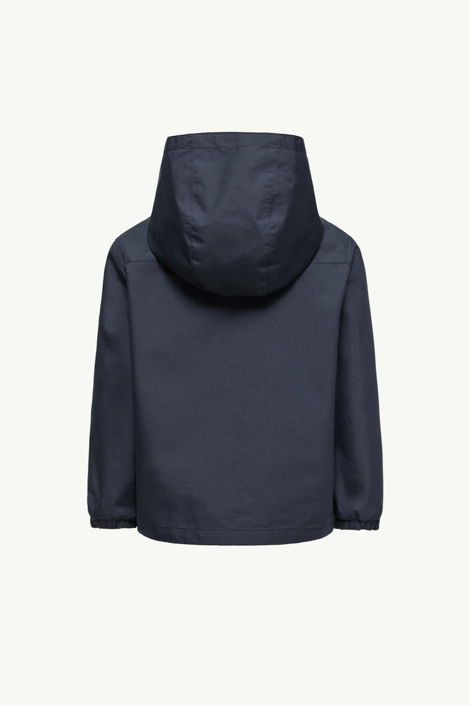 Navy Blue Cotton Poplin Hooded Zip-Up Shirt - Jackets & Raincoats