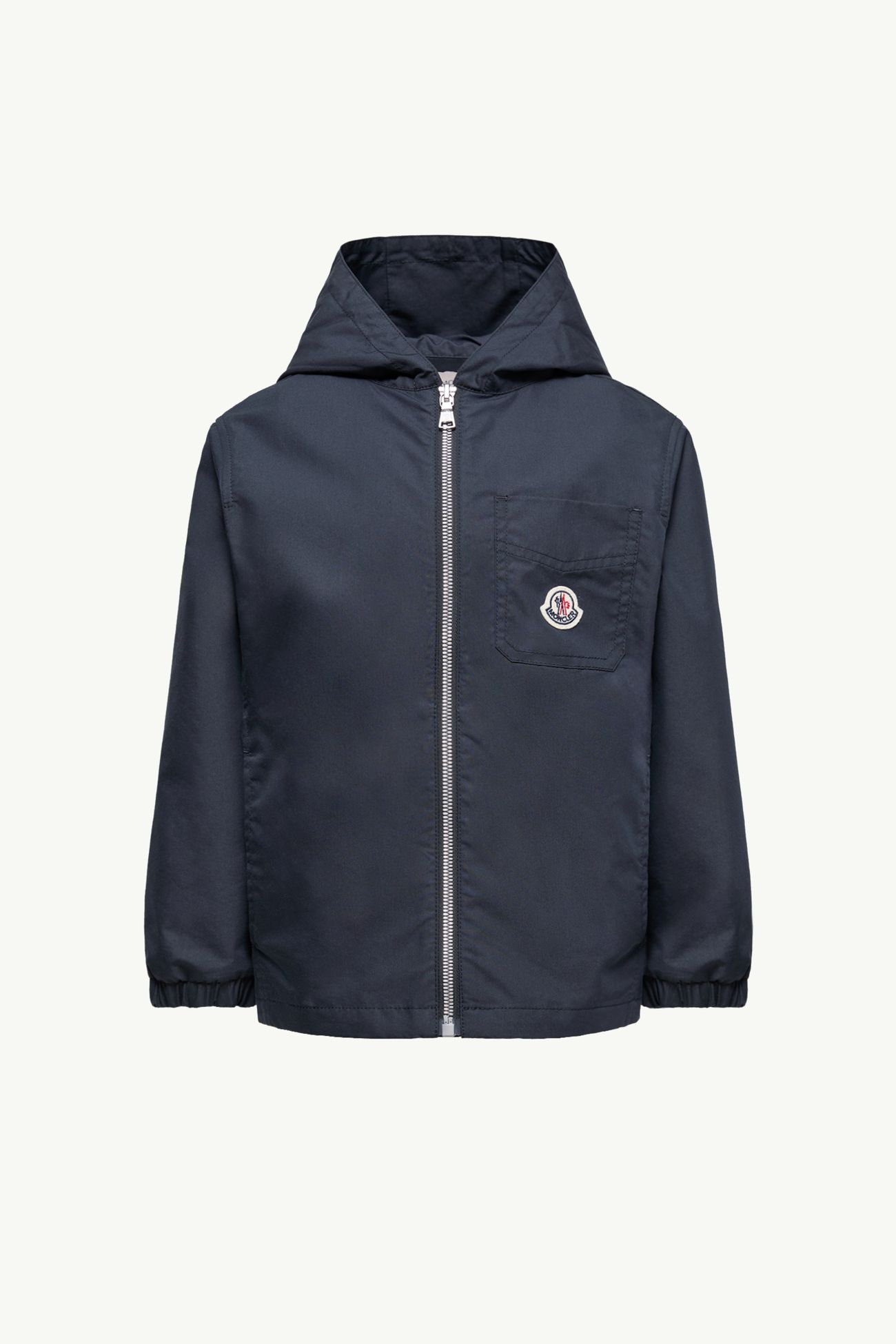 Camicia con Zip e Cappuccio in Popeline di Cotone Bambino Blu Navy Moncler 0