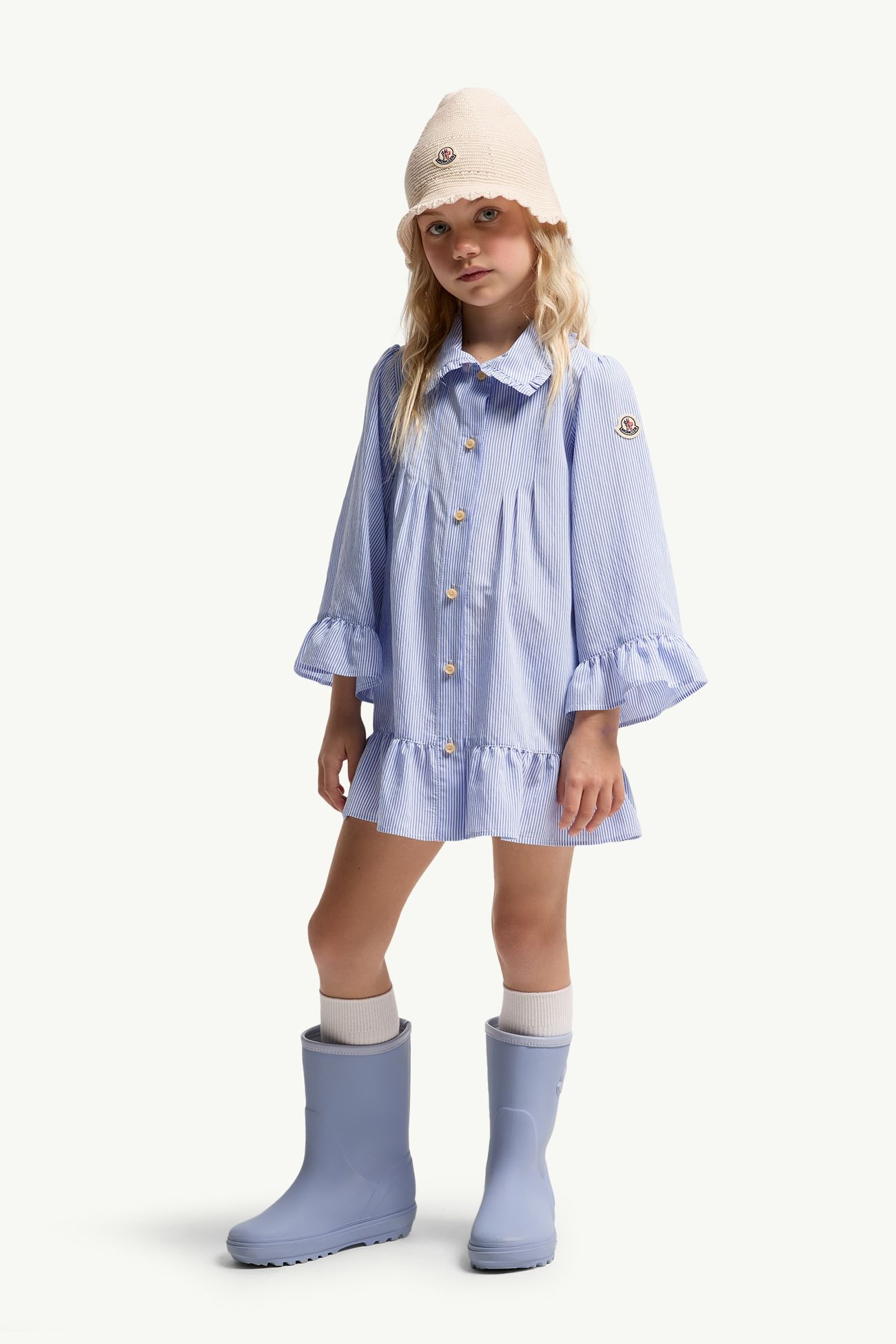 Robe chemise rayée Fille Bleu clair Moncler 1