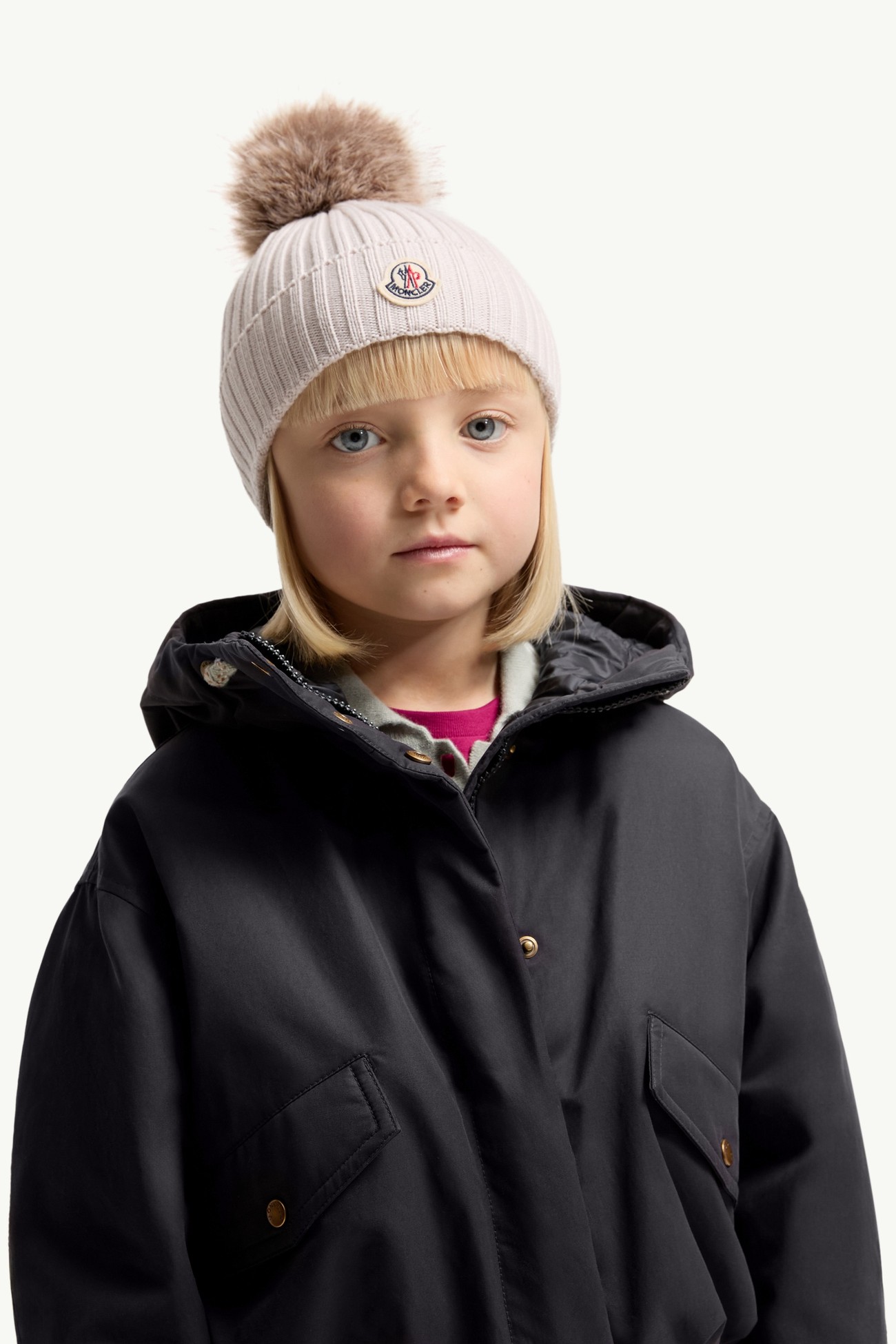 Gorro de lana con pompón Niña Beige Claro Moncler 1