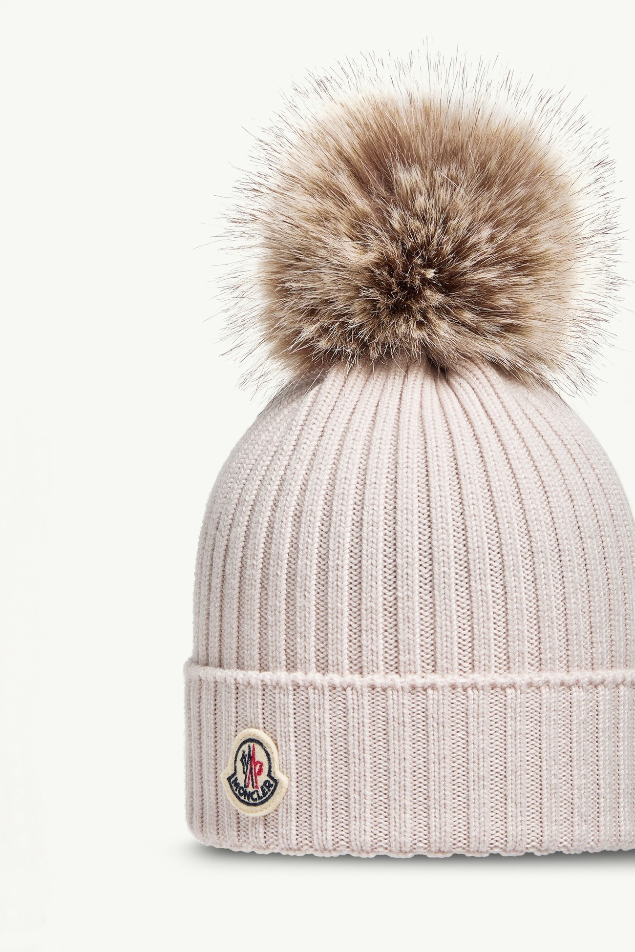 Bonnet en laine avec pompon Fille Beige Clair Moncler 2