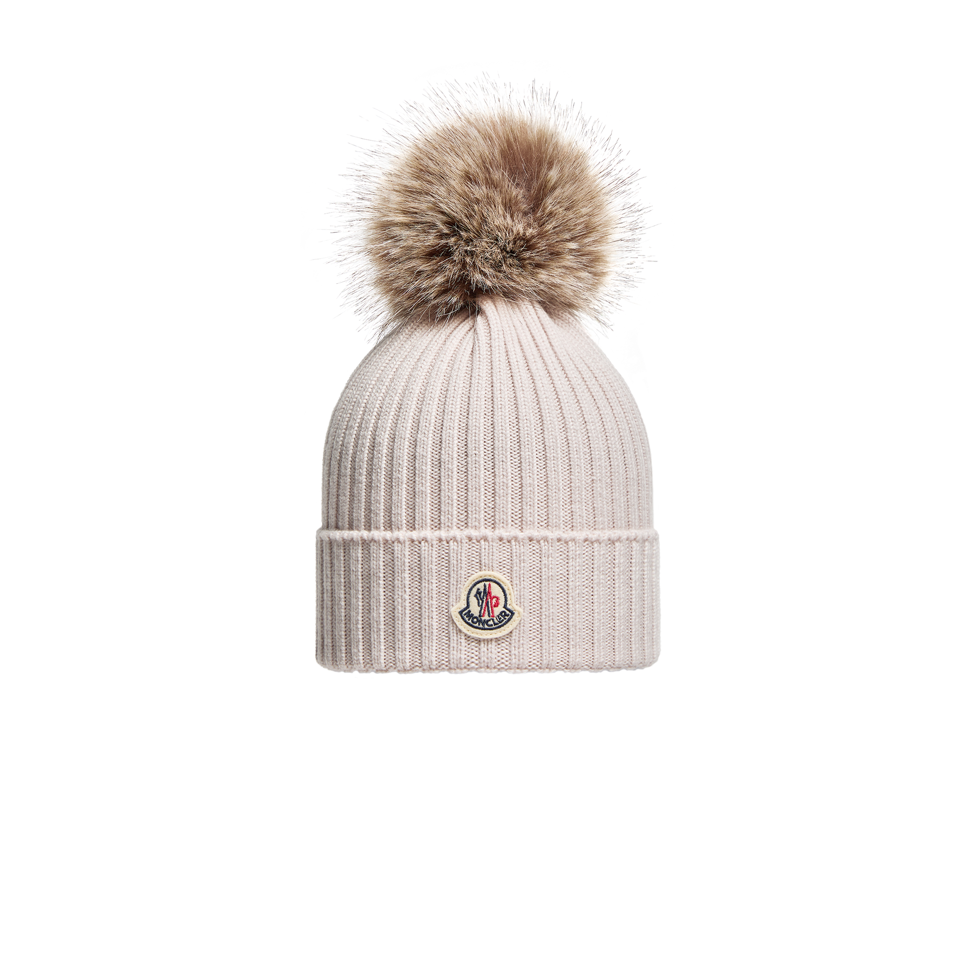 Moncler  Wool Beanie With Pom Pom for Girls in Beige, Size: S