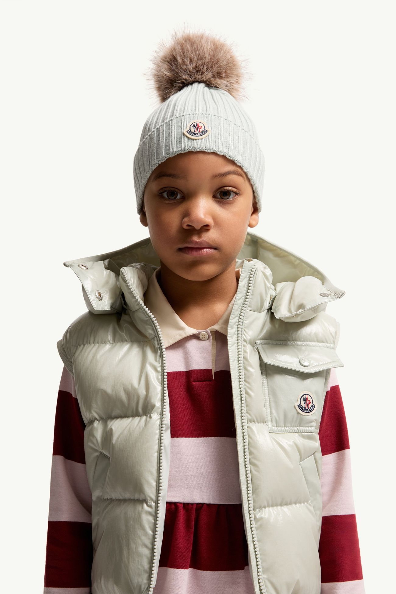 폼폼 울 비니 키즈 여아 스틸 그레이 Moncler 1