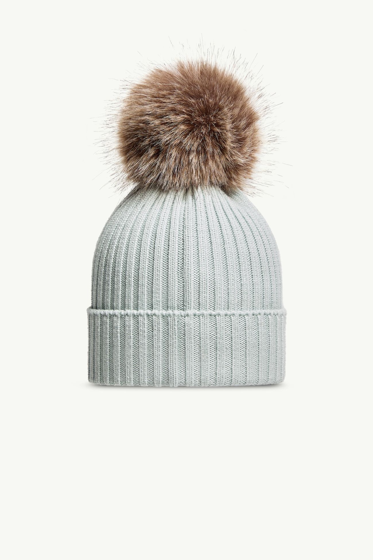 Wool Beanie with Pom Pom Girl Steel Gray Moncler 3