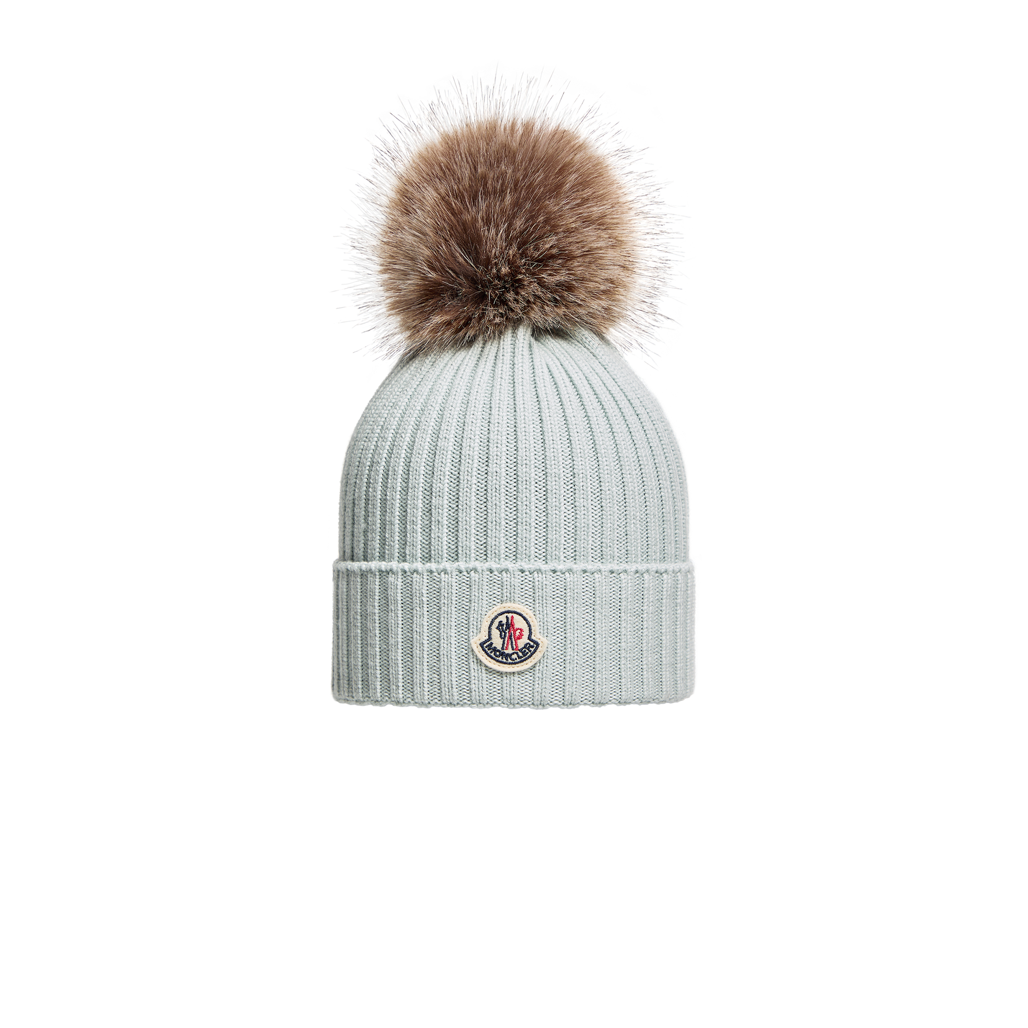 Moncler  Mütze Aus Wolle Mit Bommel für Mädchen in Grau in Größe: L