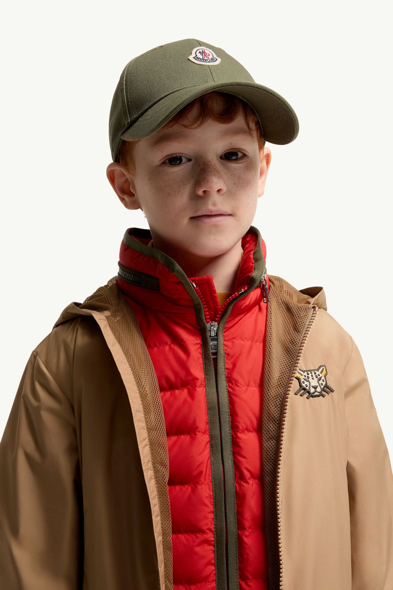 Cappello da baseball in gabardine di cotone Bambino Verde Oliva Moncler 1