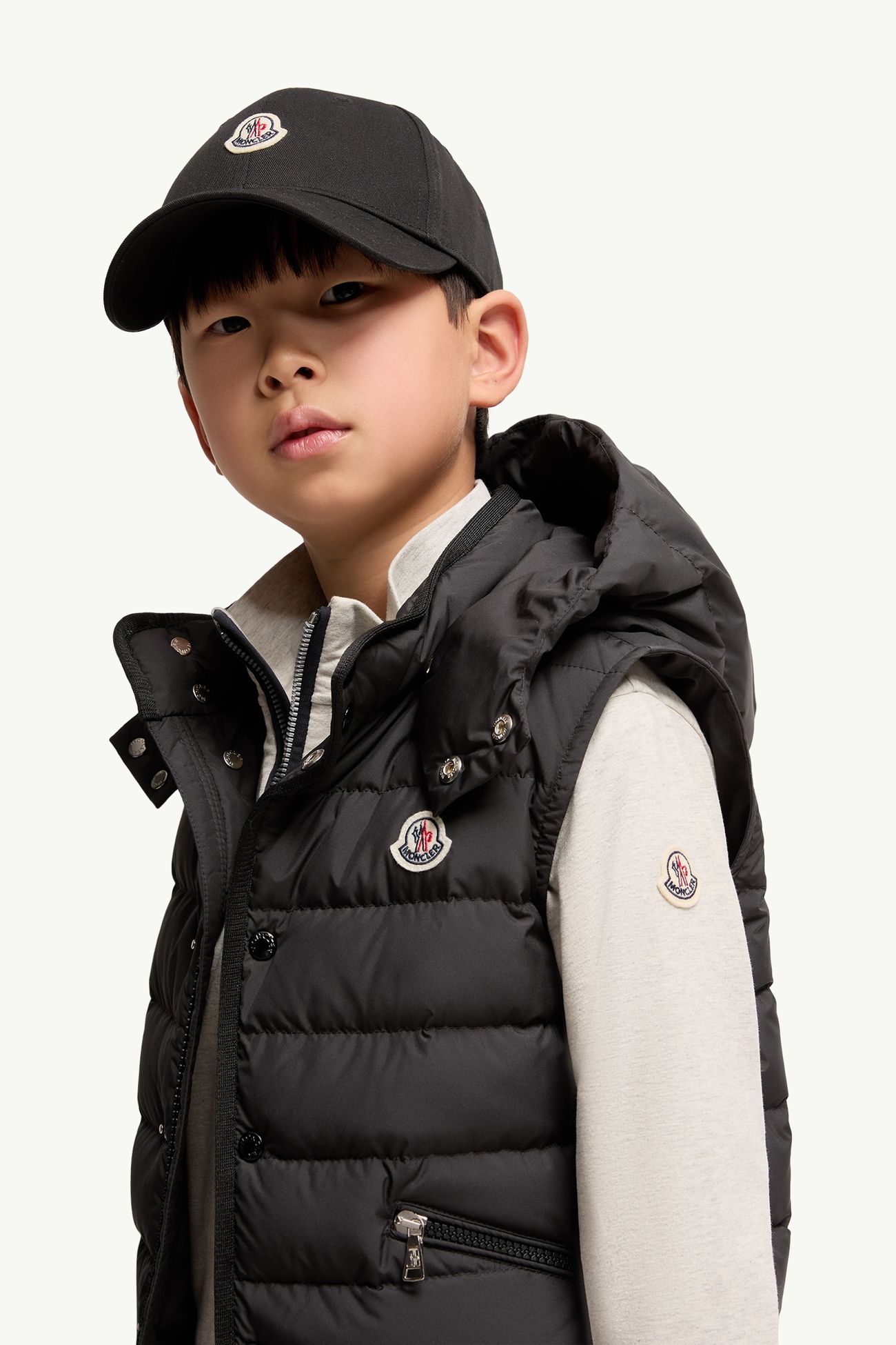 Baseball Cap aus Baumwoll-Gabardine Jungen Schwarz Moncler 1