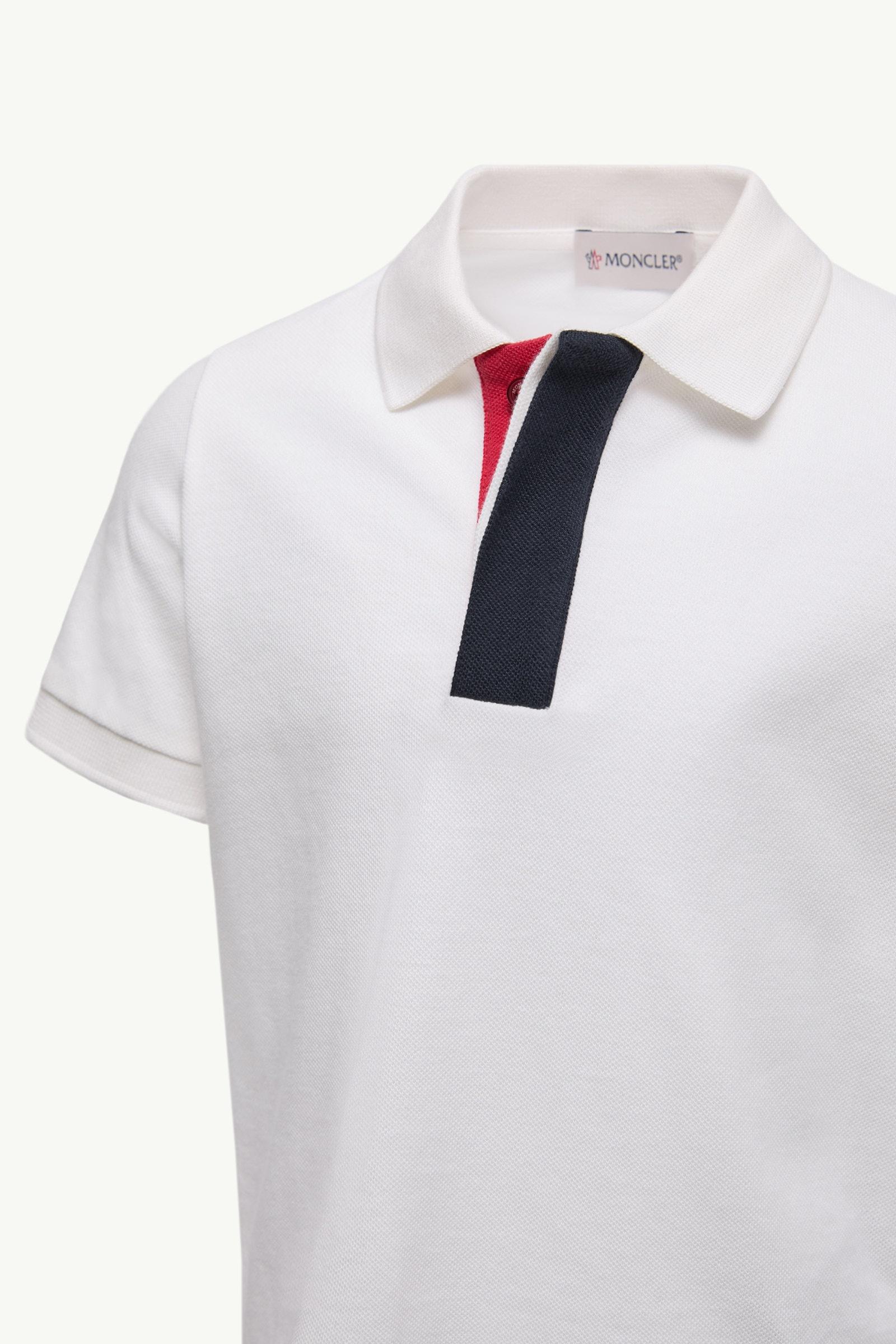 White Tricolor-Trimmed Cotton Piquet Polo Shirt - Polos & T-shirts