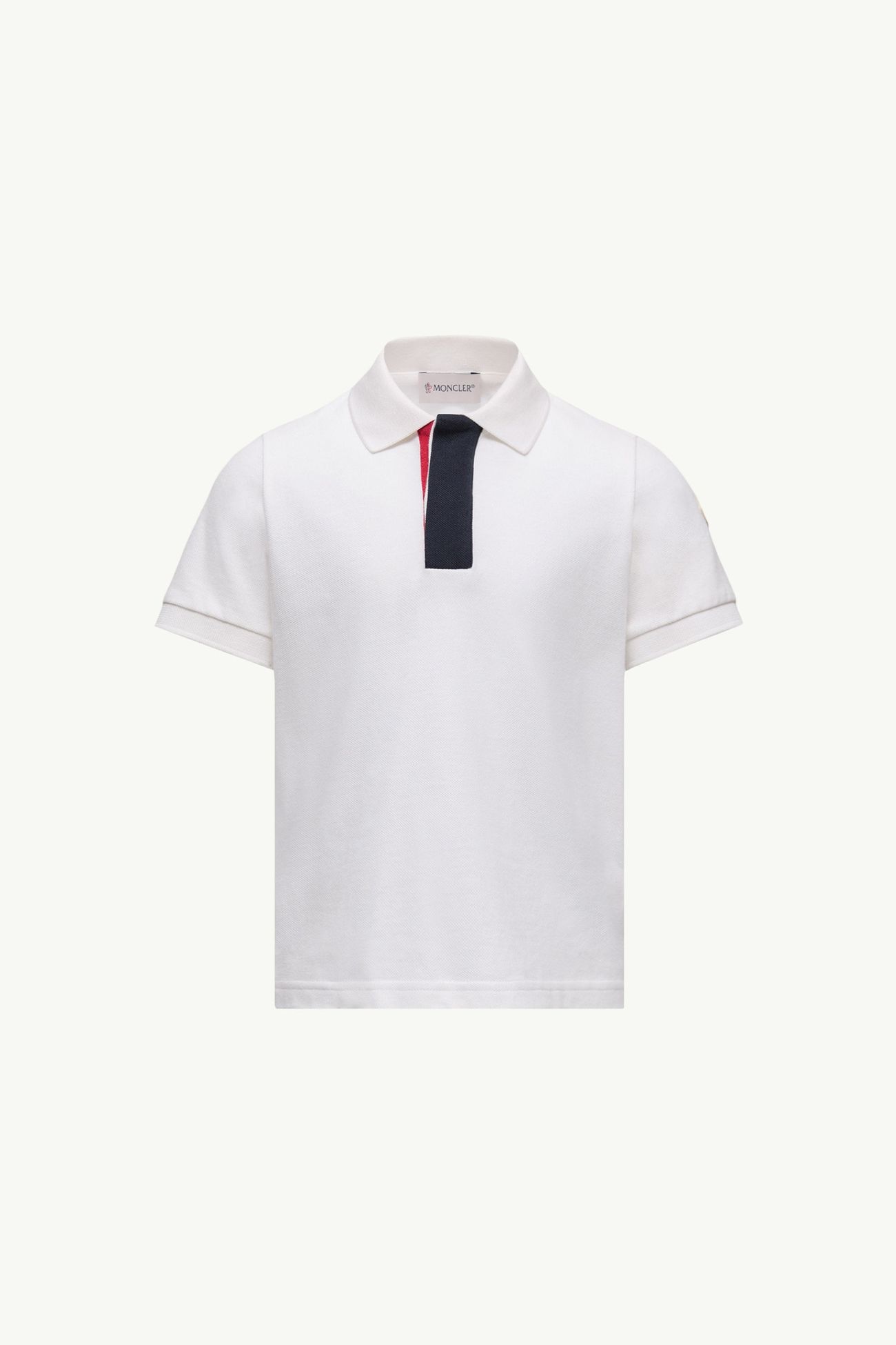Polo in piquet di cotone con finiture tricolore Bambino Bianco Moncler 0