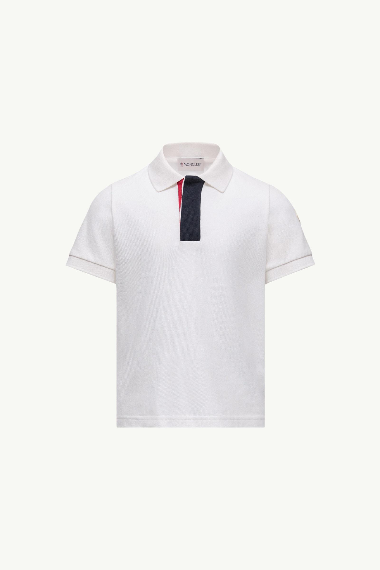 White Tricolor-Trimmed Cotton Piquet Polo Shirt - Polos & T-shirts