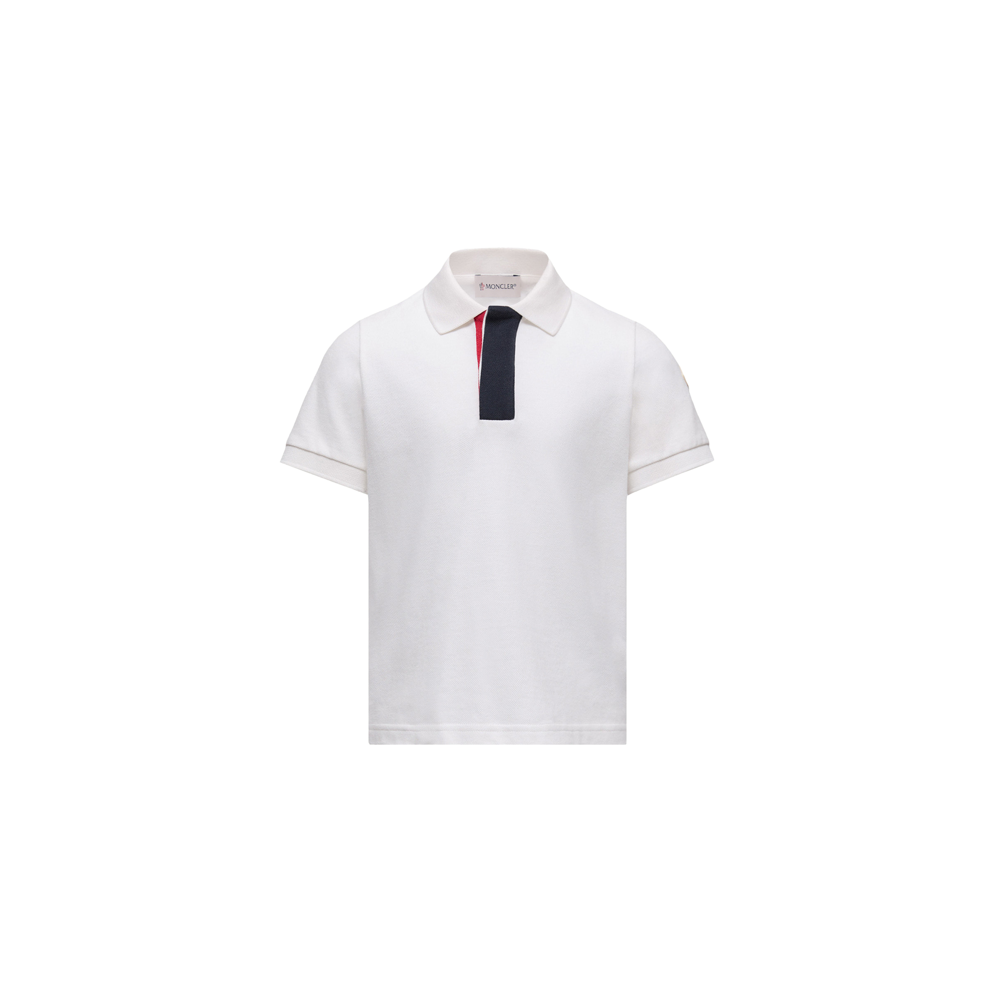 Moncler  Tricolour-Trimmed Cotton Piquet Polo Shirt for Boys in White, Size: 12Y
