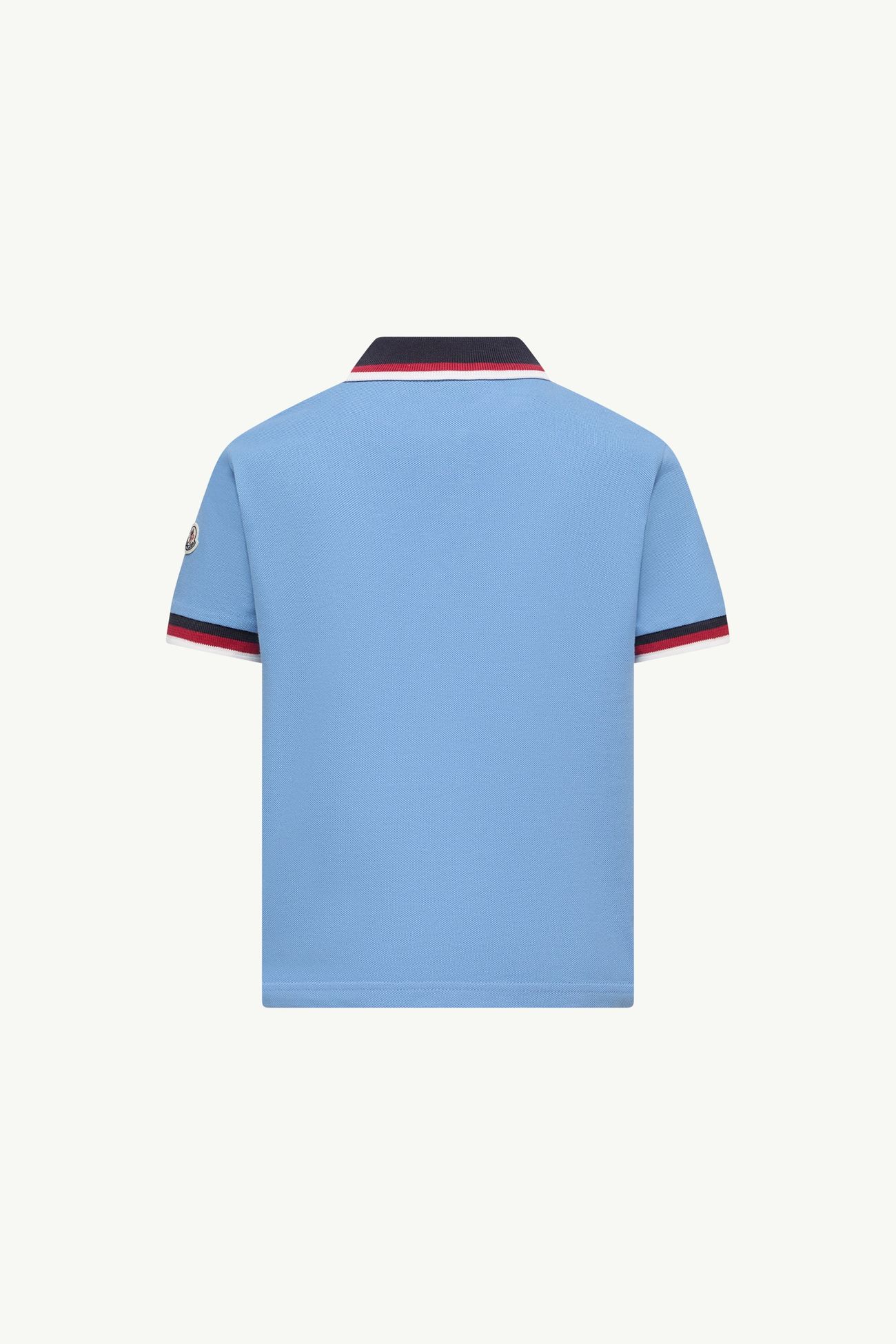 Polo de algodón con ribete tricolor Niño Azul claro Moncler 2