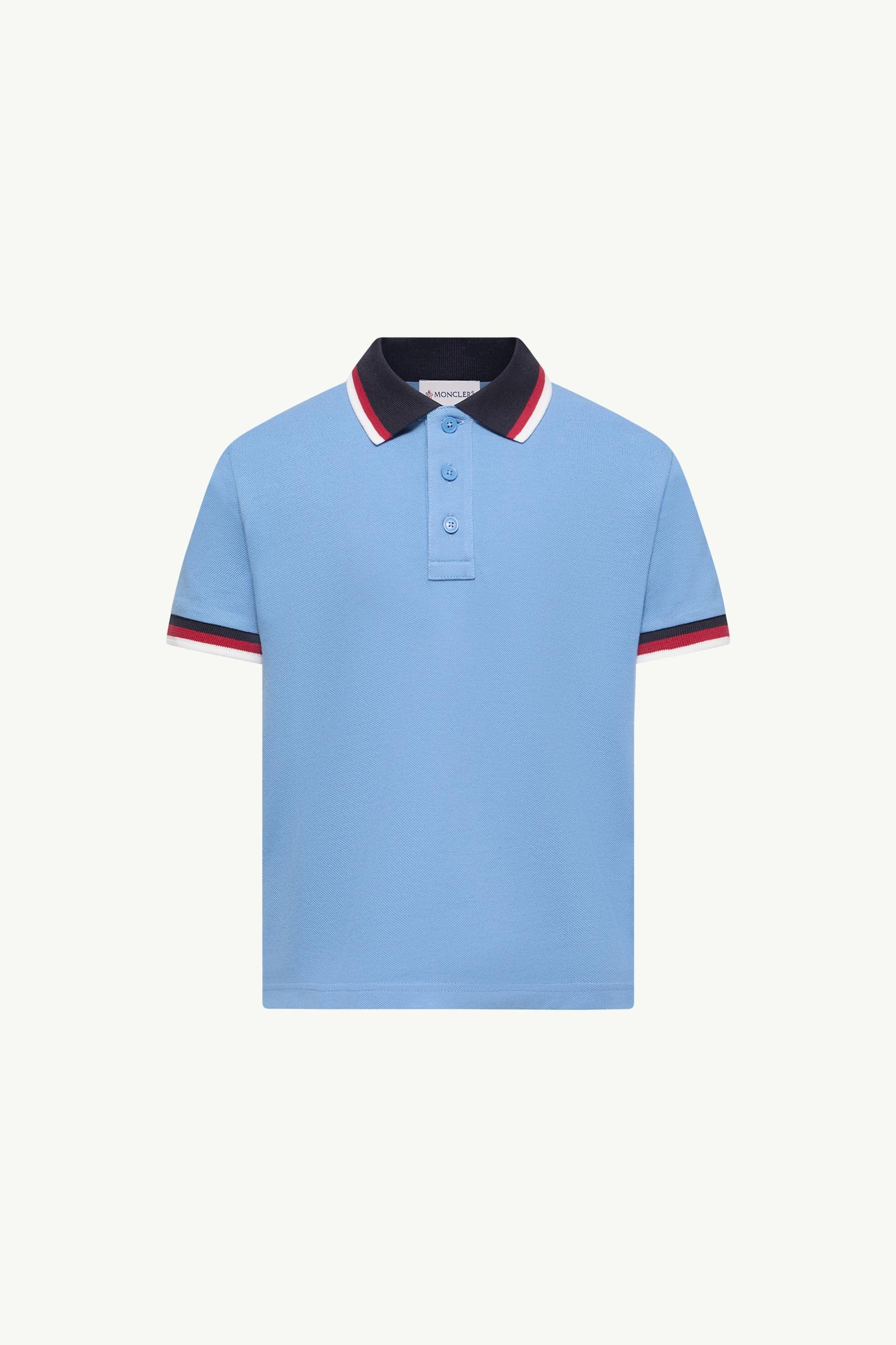 Polo en coton à bords tricolores Garçon Bleu clair Moncler, 1 of 0