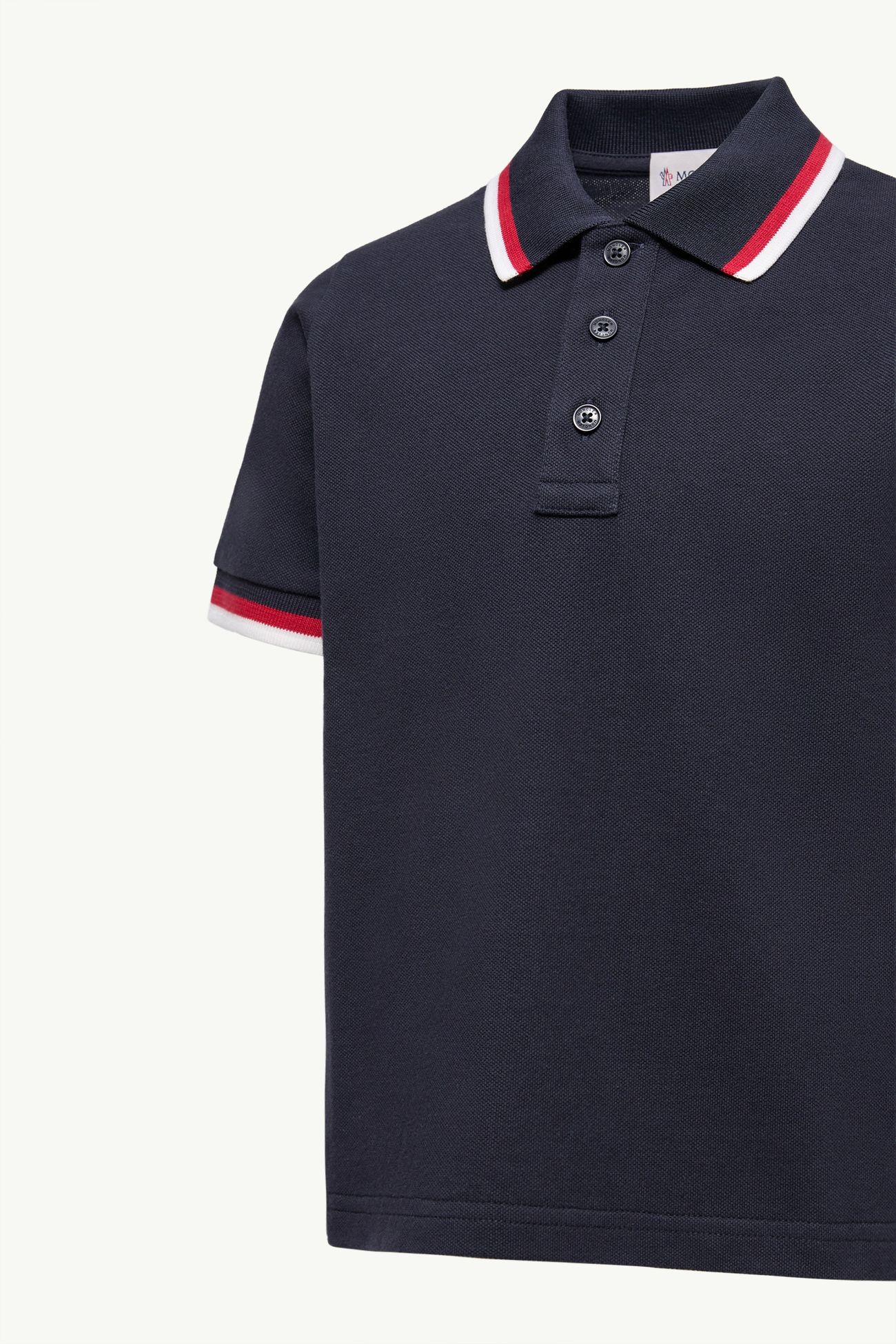 Poloshirt aus Baumwolle mit dreifarbigem Besatz Jungen Navyblau Moncler 2