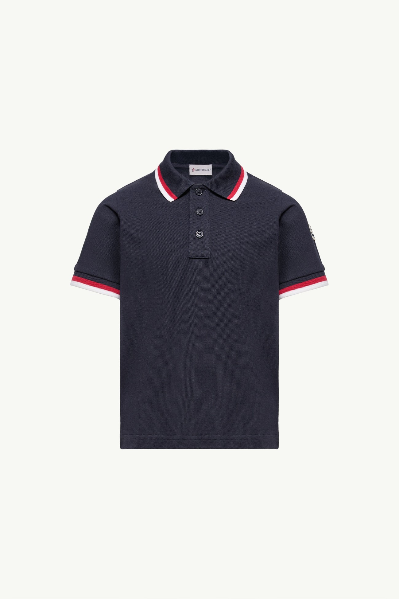 Poloshirt aus Baumwolle mit dreifarbigem Besatz Jungen Navyblau Moncler 0