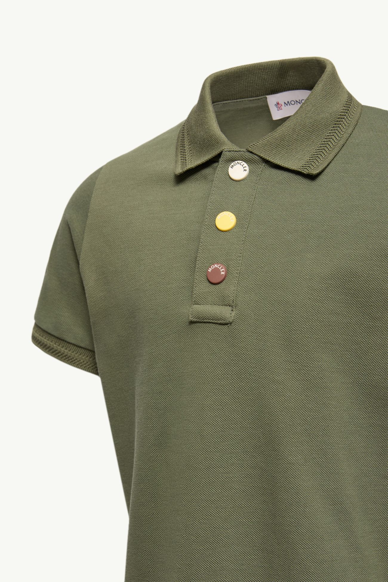 Polo en piqué de coton Garçon Vert Olive Moncler 2