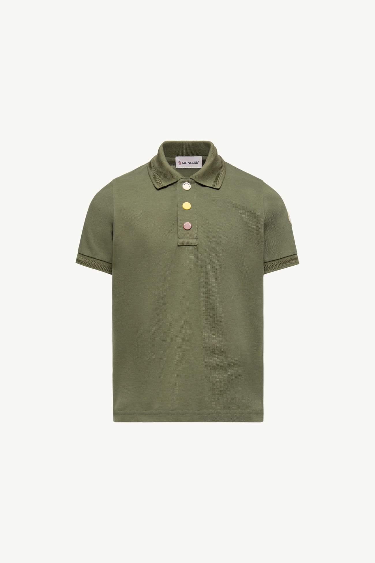 Cotton Piquet Polo Shirt Boy Olive Green Moncler 0