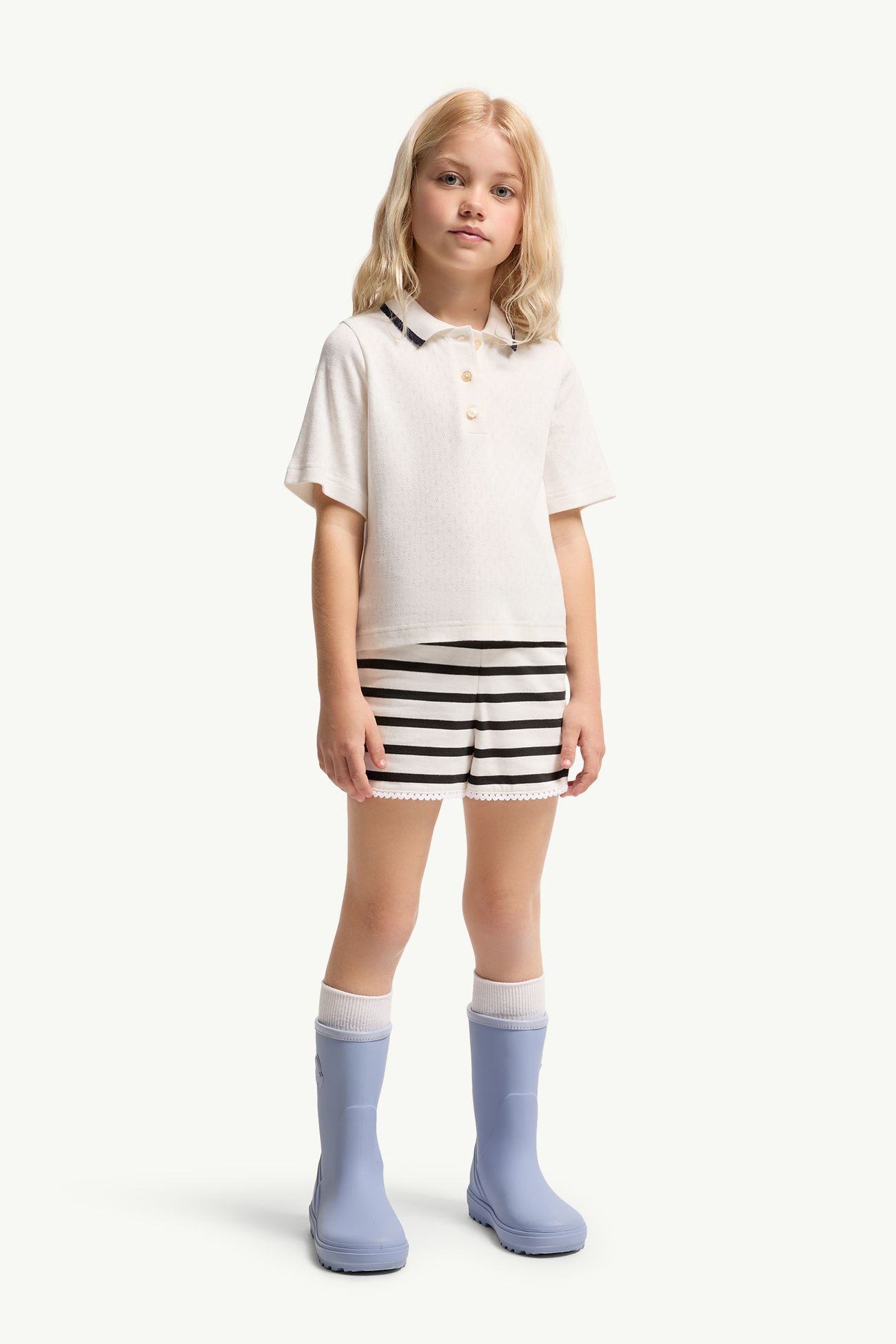 Cotton Polo Shirt Girl White Moncler 1