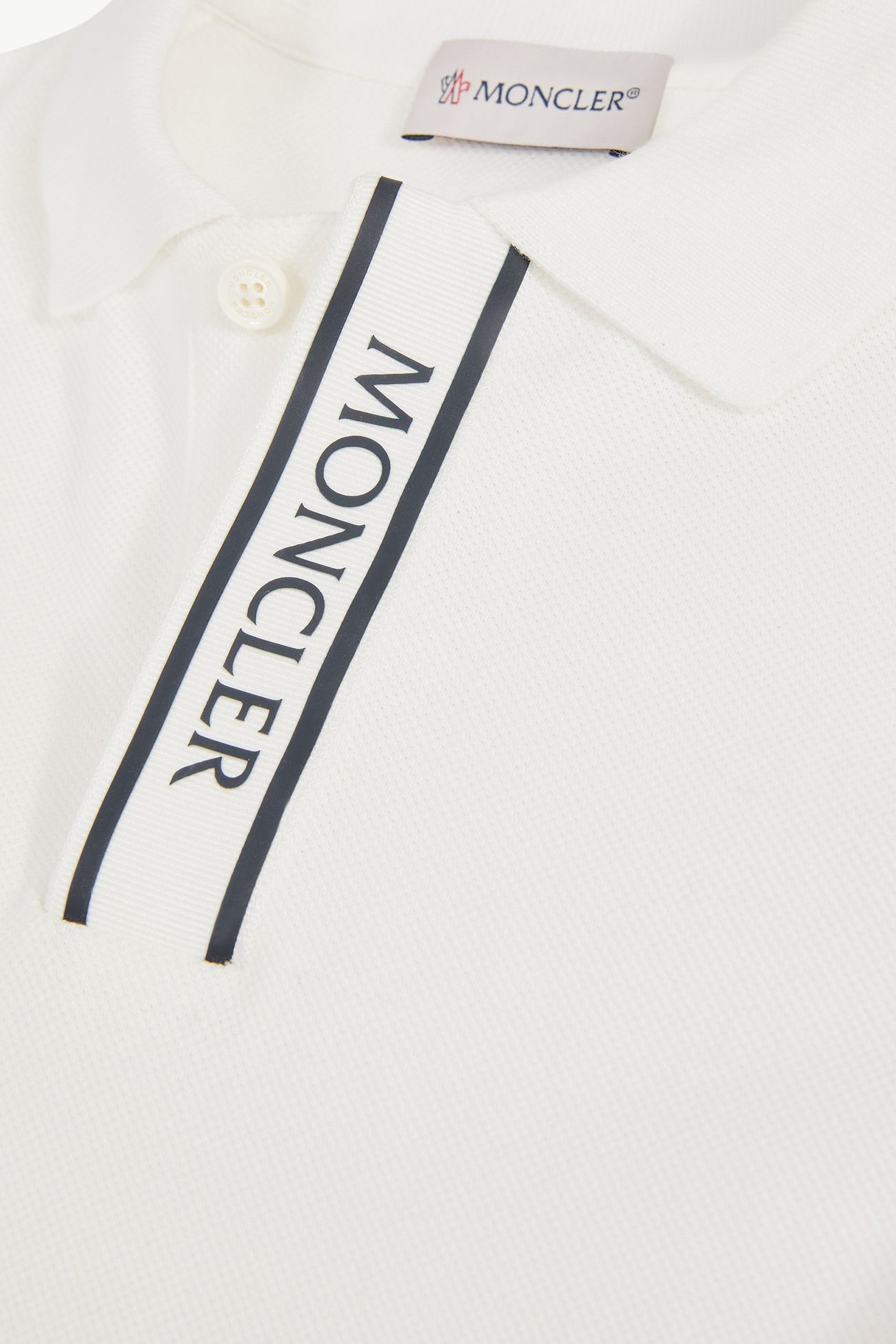 로고 트리밍 코튼 피케 폴로 셔츠 키즈 남아 화이트 Moncler 4