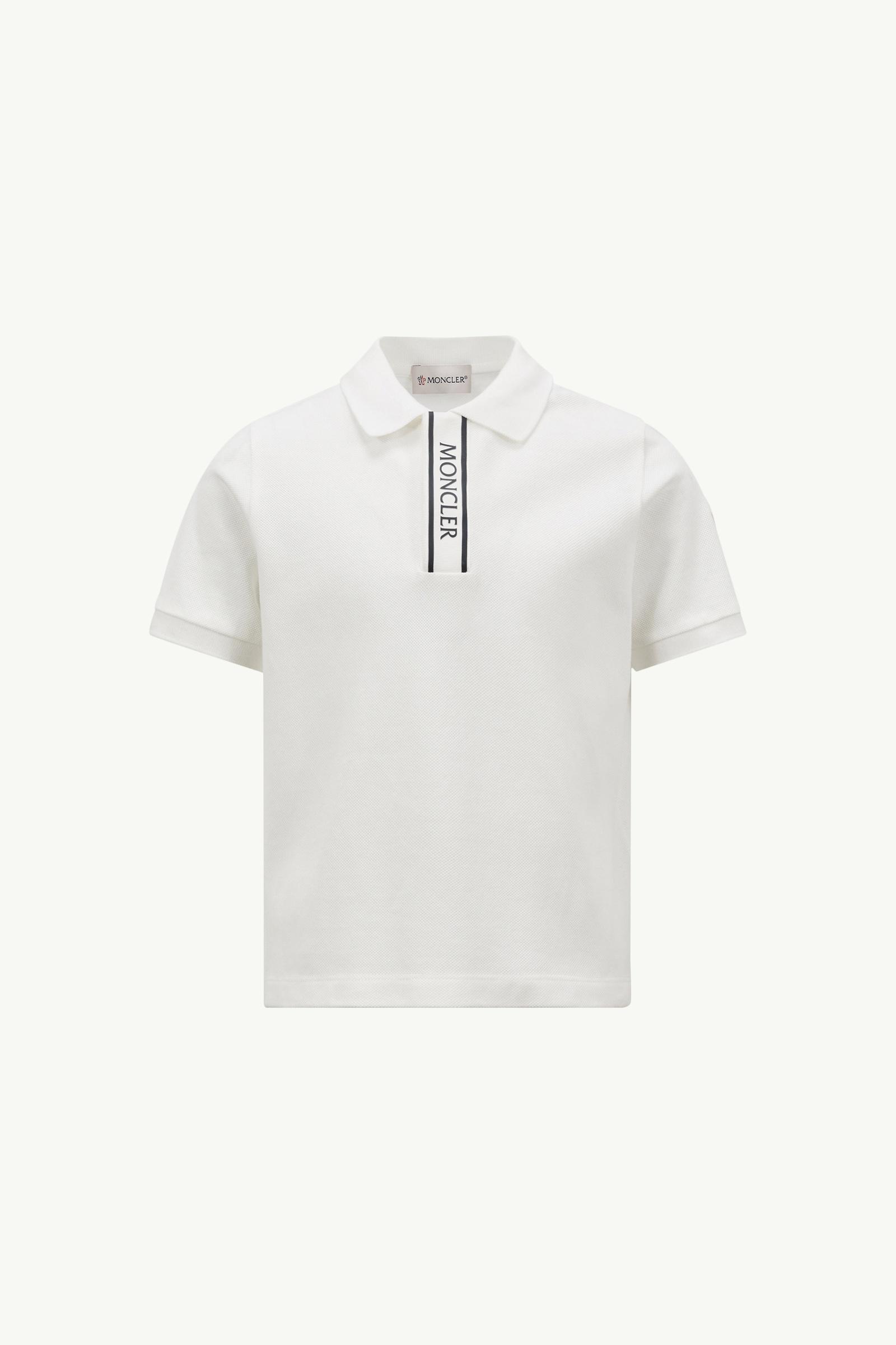 Logo-Trimmed Cotton Piquet Polo Shirt Boy White Moncler