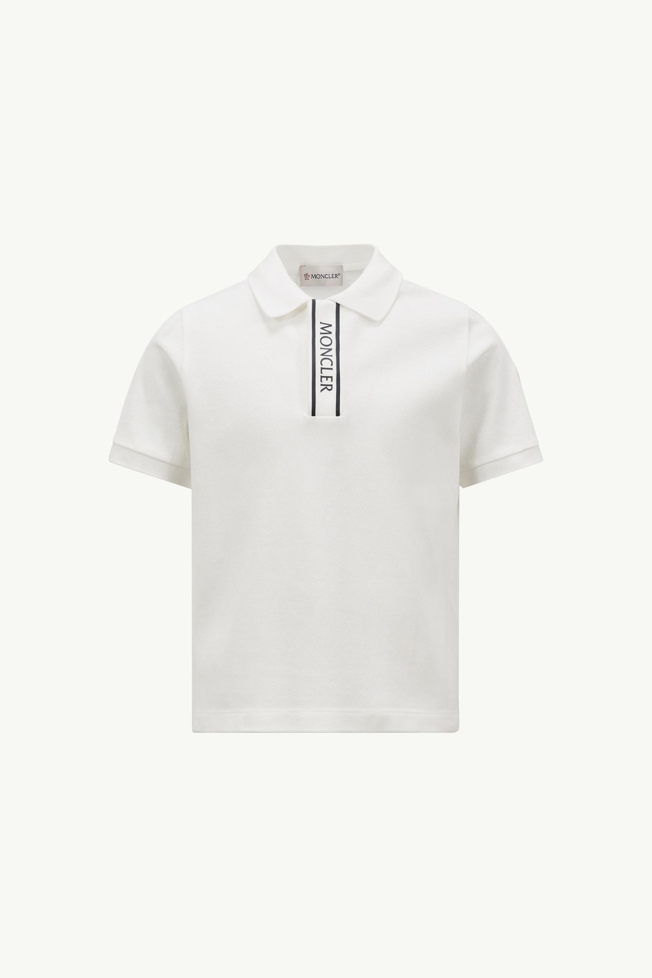 Polo de piqué de algodón con ribete con logotipo Niño Blanco Moncler 0