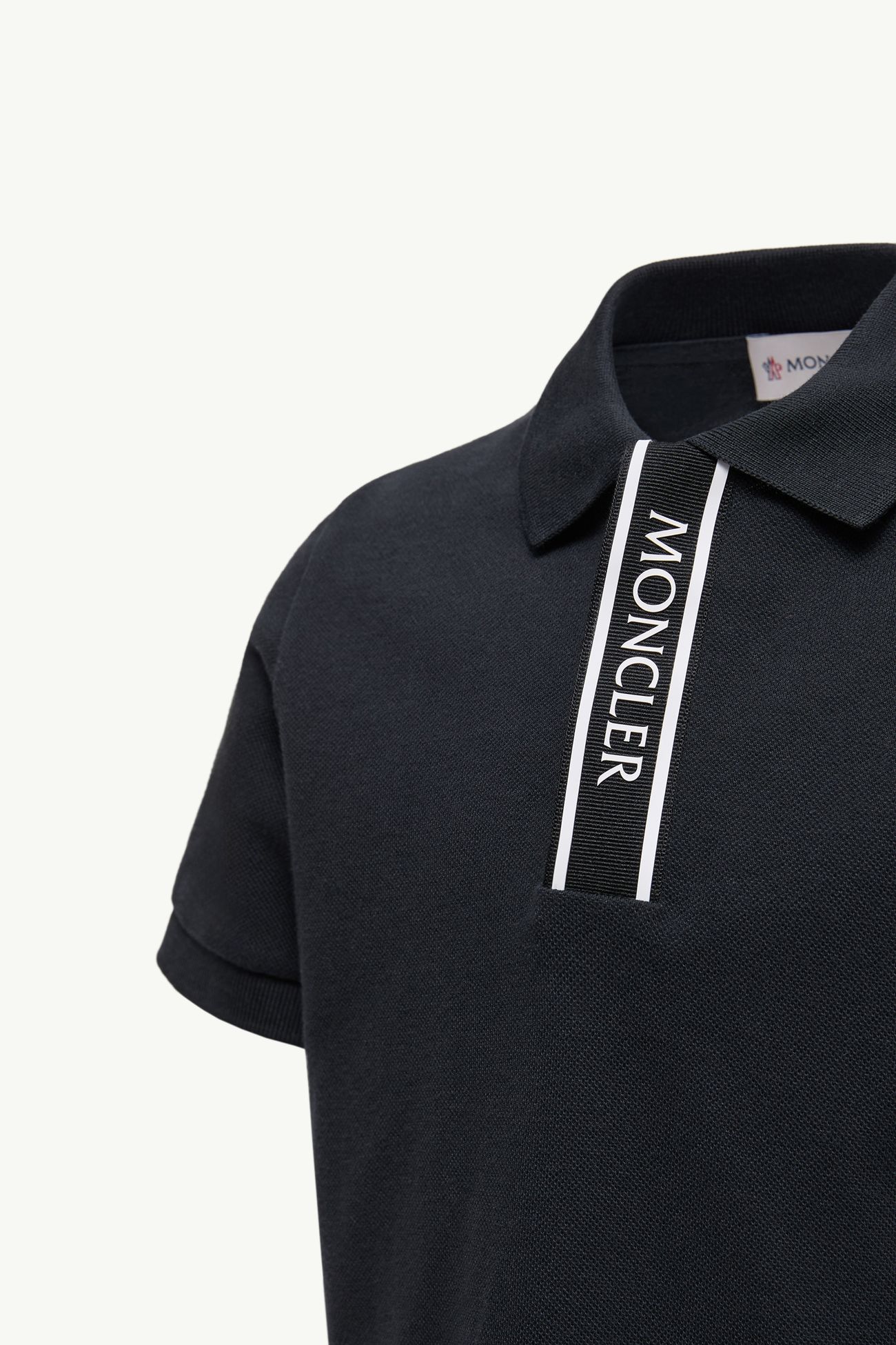 Logo-Trimmed Cotton Piquet Polo Shirt Boy Black Moncler 2