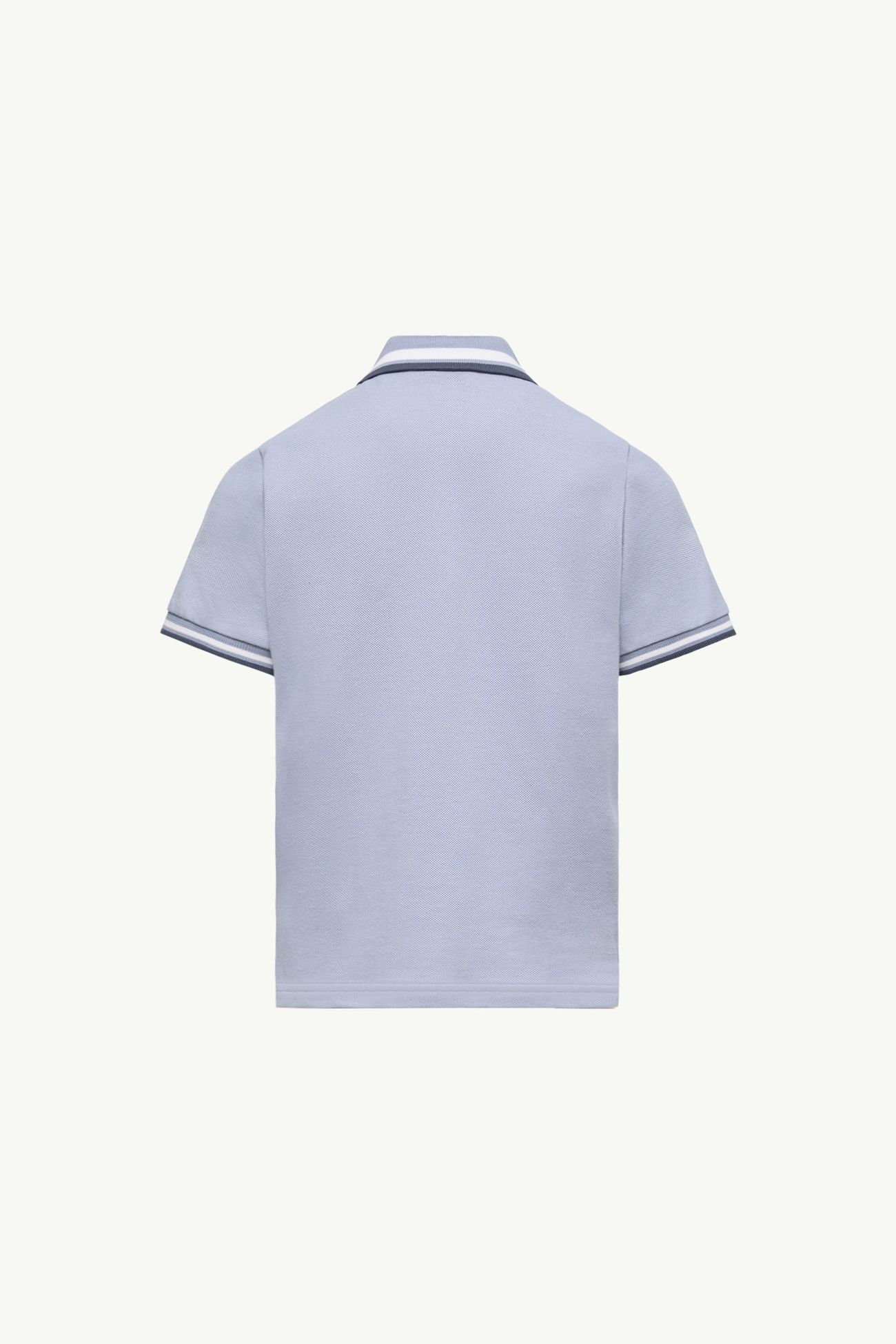 Polo de piqué de algodón con ribetes tricolor Niño Azul claro Moncler 3