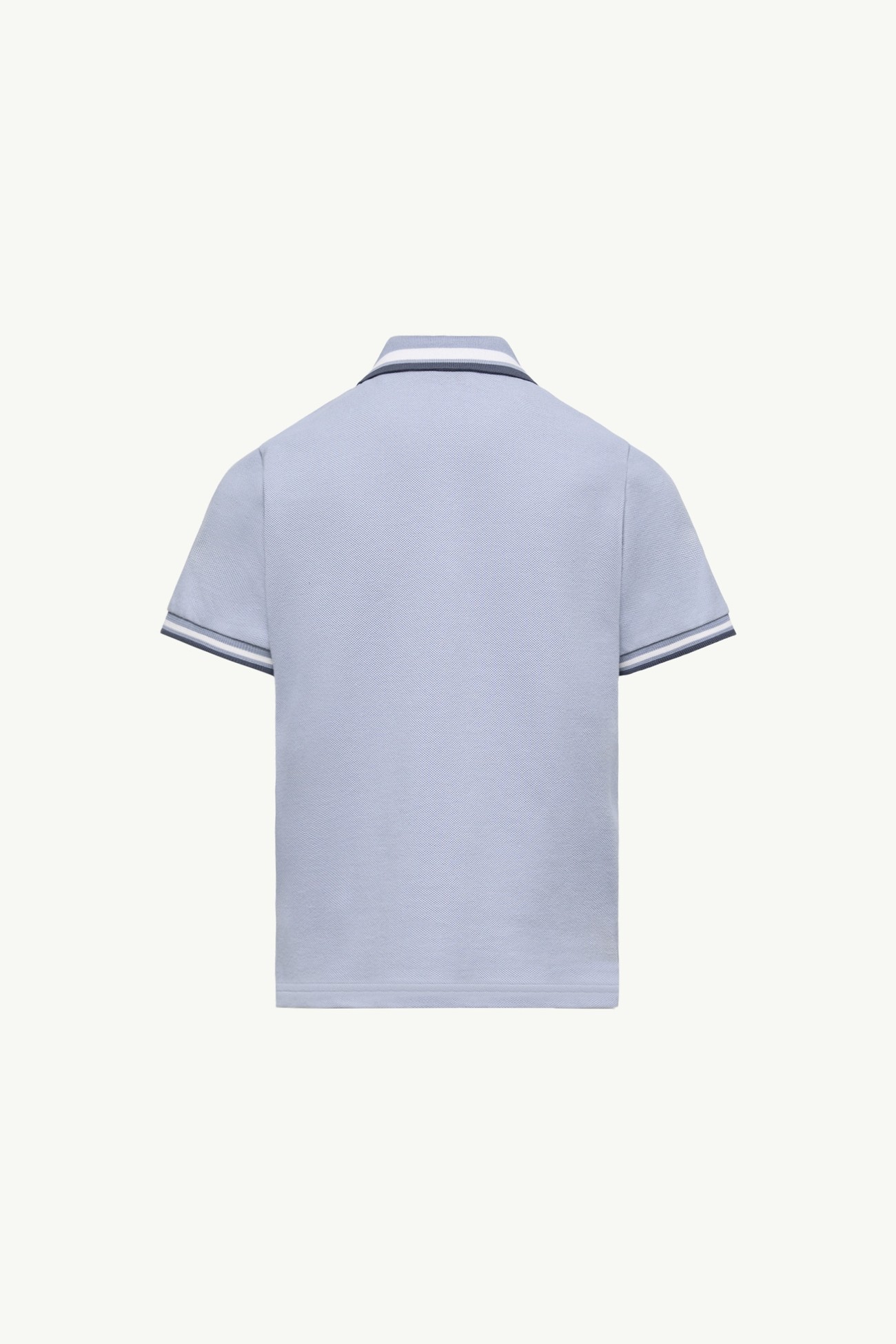 Polo de piqué de algodón con ribetes tricolor Niño Azul claro Moncler 3