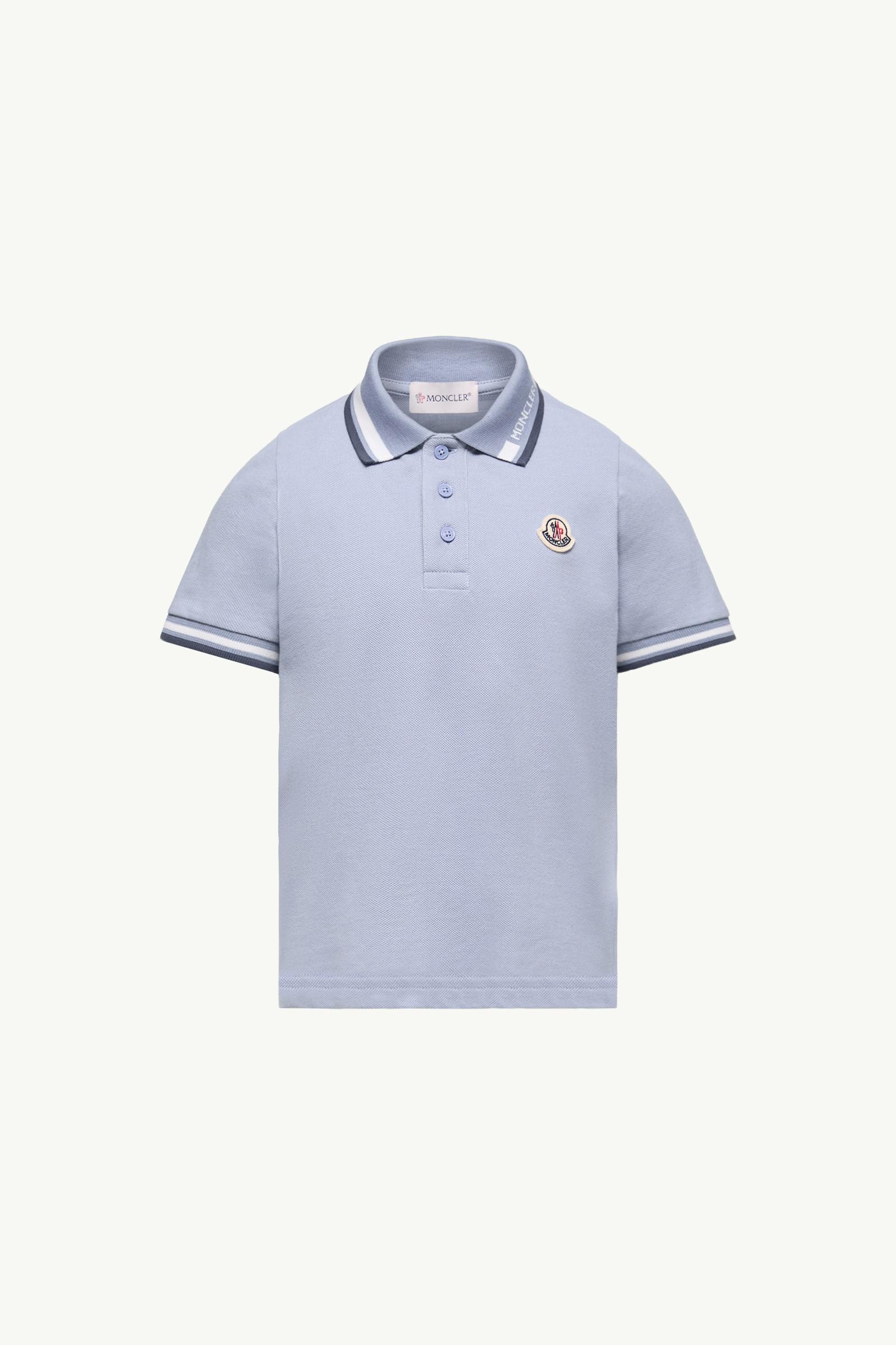 Tricolour-Trimmed Cotton Piquet Polo Shirt Boy Light Blue Moncler, 1 of 0