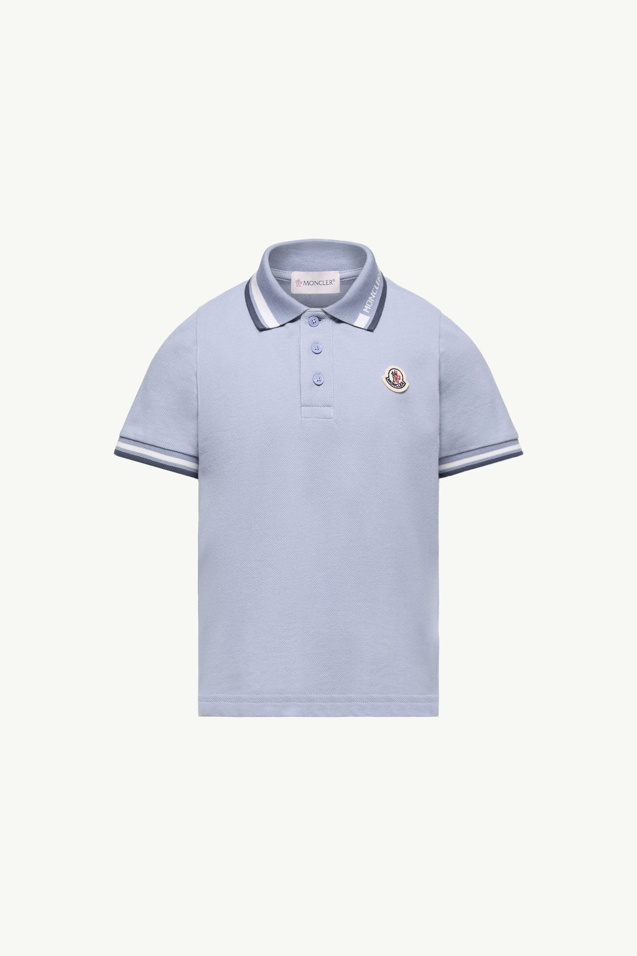 男童三色饰边棉质Polo衫 男童 浅蓝色 Moncler 0