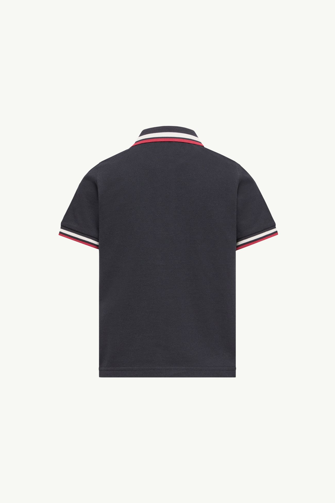Polo de piqué de algodón con ribetes tricolor Niño Azul marino Moncler 2