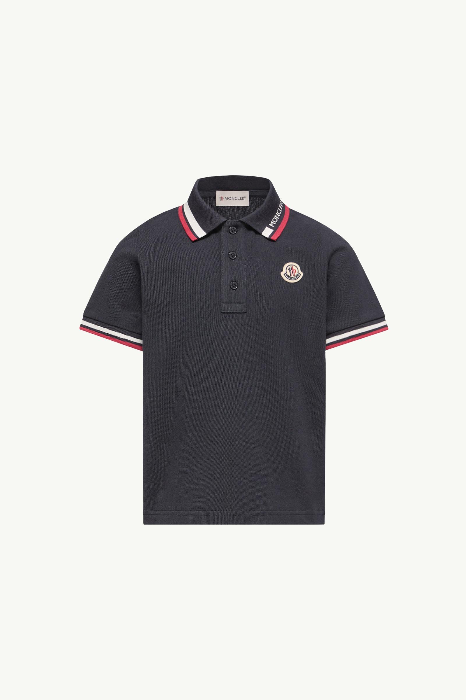 Tricolour-Trimmed Cotton Piquet Polo Shirt Boy Navy Blue Moncler, 1 of 0