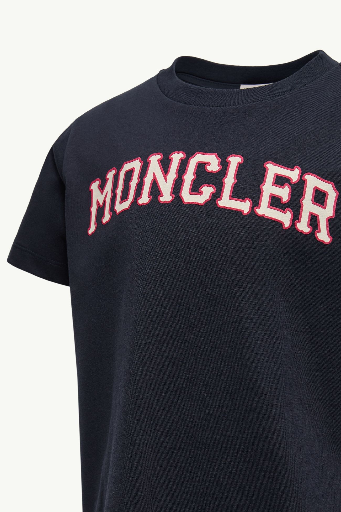 Camiseta de algodón con estampado de logotipo Niño Azul marino Moncler 2