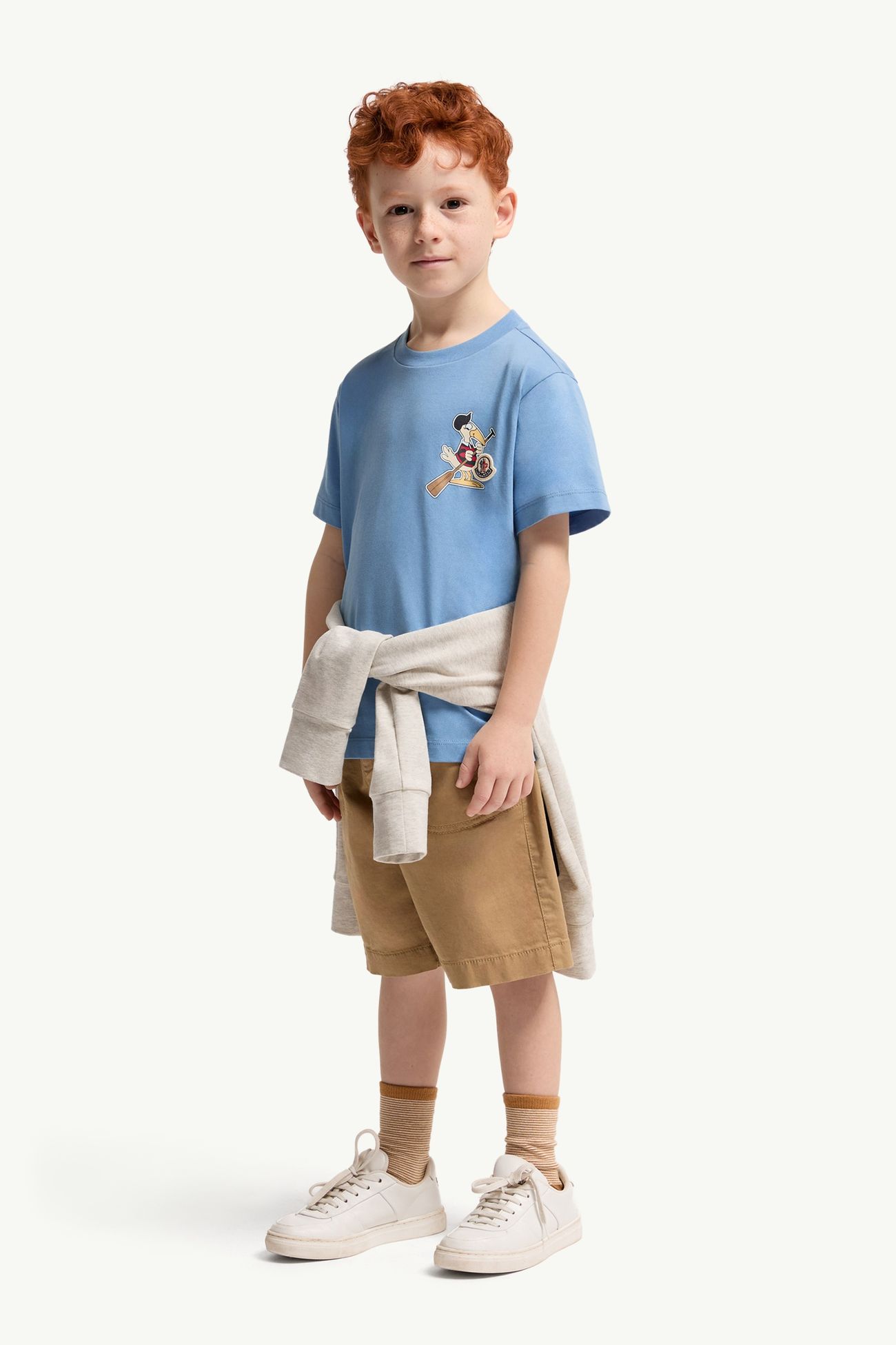 T-shirt con logo Mon Duck in cotone Bambino Celeste Moncler 1