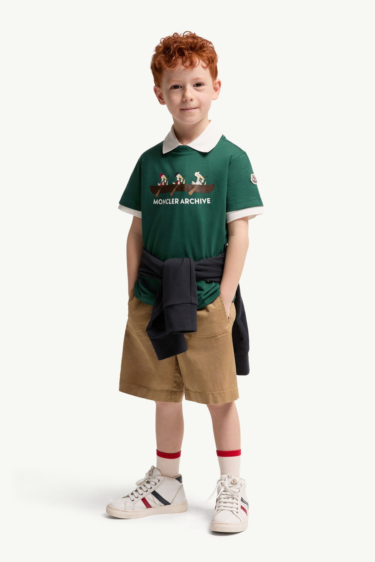 T-Shirt aus Baumwolle mit Mon Duck-Logo Jungen Smaragdgrün Moncler 1