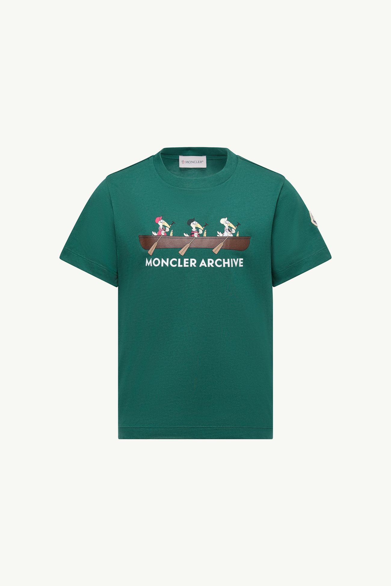 T-shirt con logo Mon Duck in cotone Bambino Verde Smeraldo Moncler 0