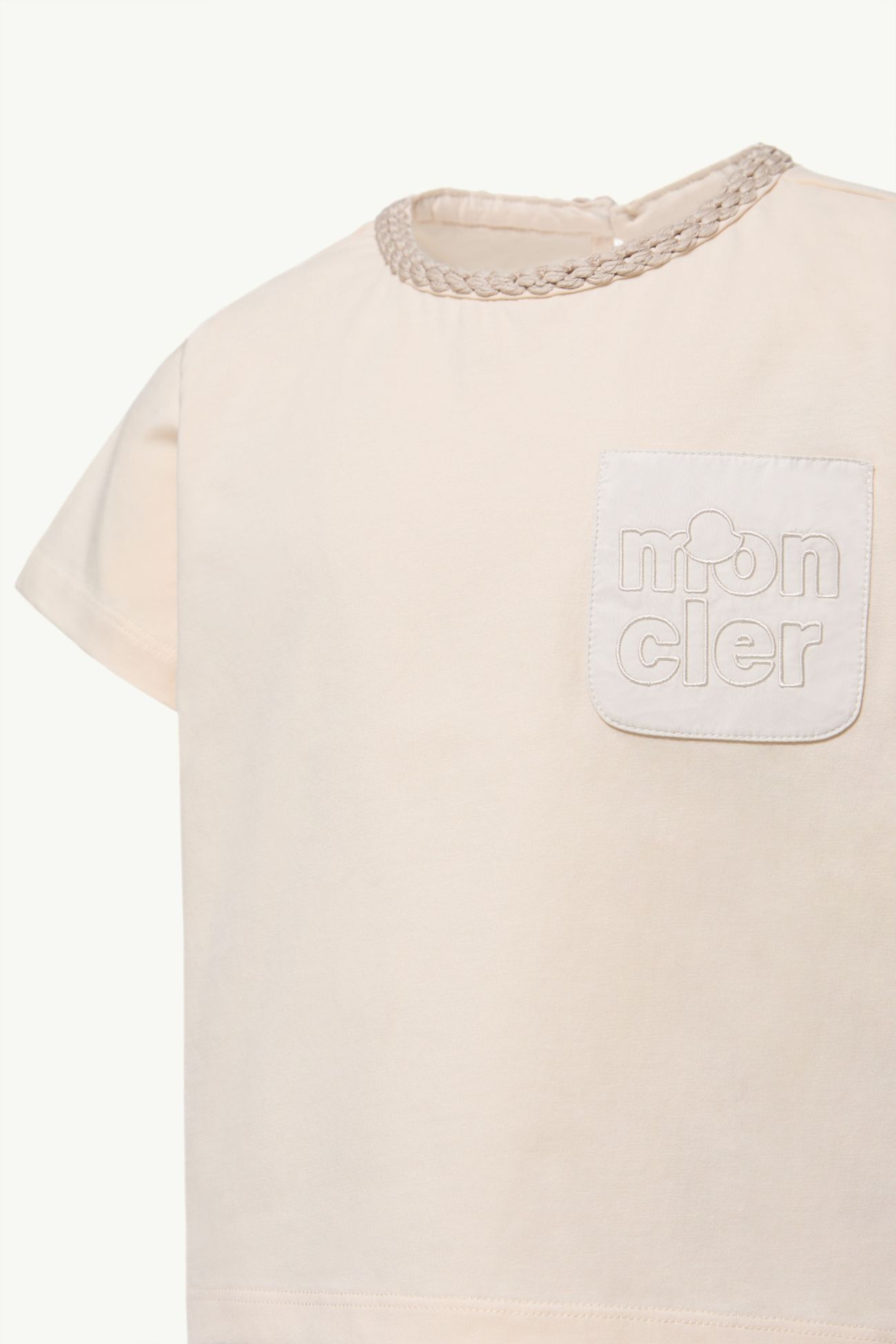 T-shirt en coton à poche logo Fille Blanc Ivoire Moncler 1