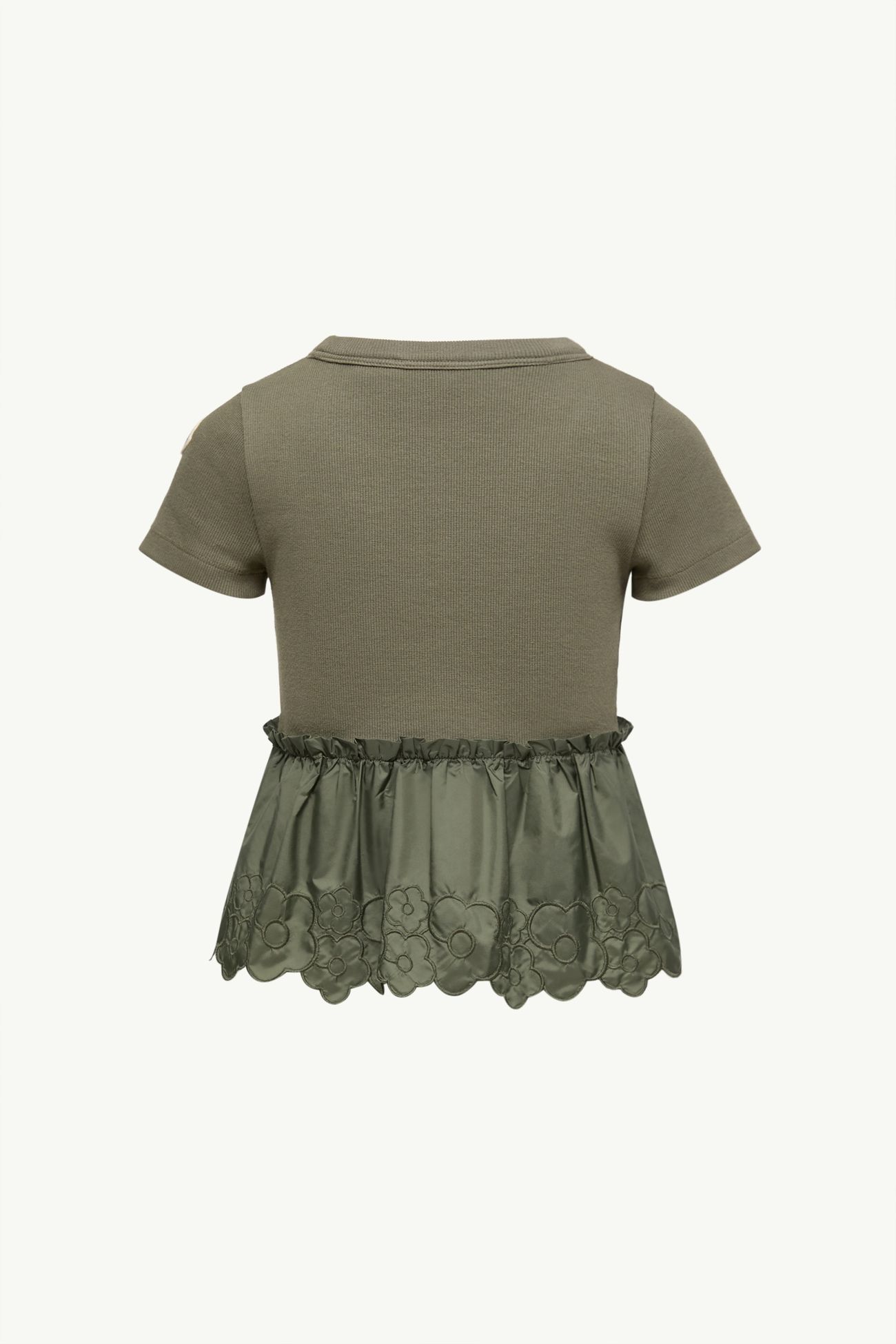 Abito plissettato con fiori ricamati Bambina Verde Oliva Moncler 3