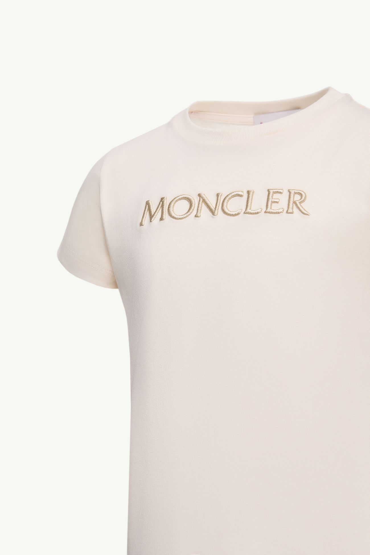 Camiseta de algodón con logotipo bordado Niña Blanco Marfil Moncler 1