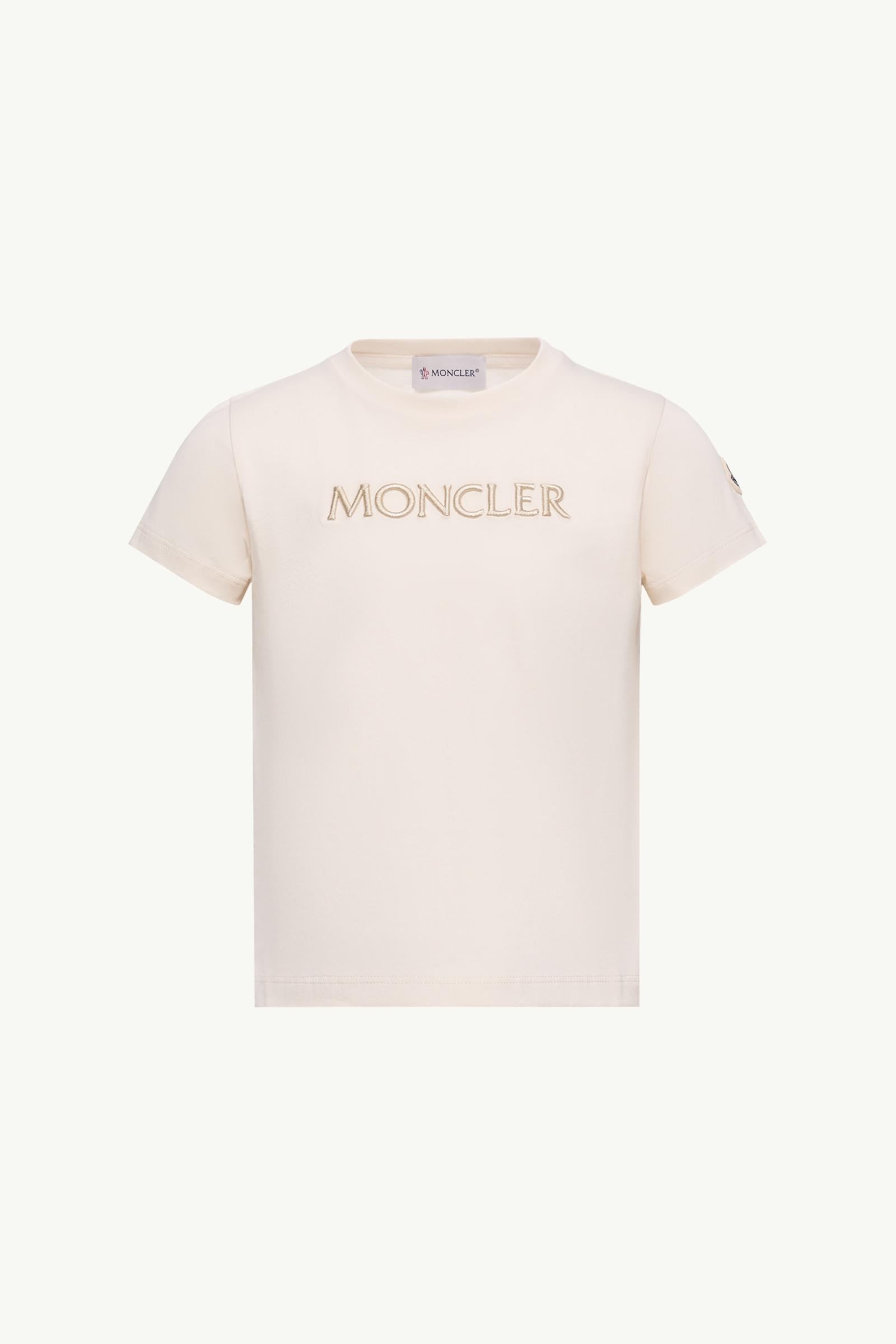 【新品】MONCLER モンクレール ベビー ロングTシャツ クリーム色 White Ivory Embroidered Logo Cotton T-Shirt - Polos & T-shirts for