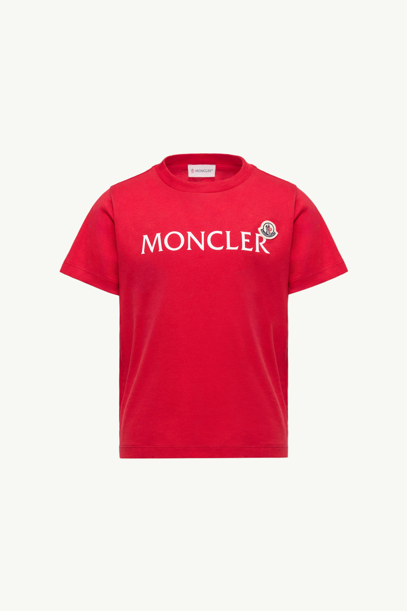 Camiseta de algodón con logotipo Niño Rojo Moncler 0
