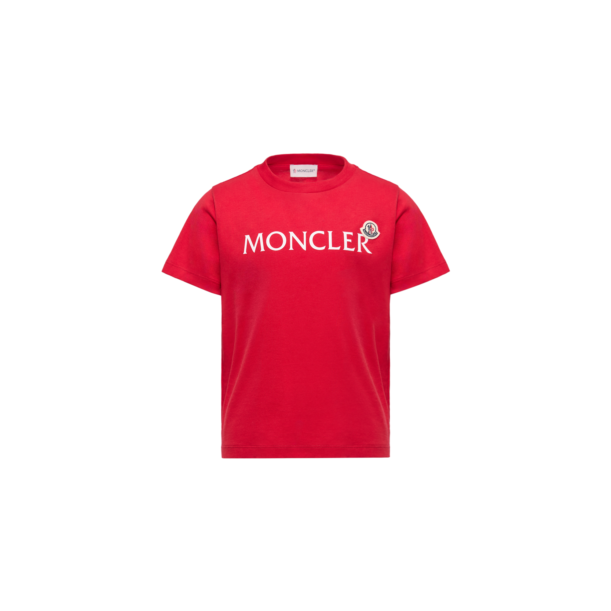 Moncler  Logo Cotton T-Shirt for Boys in Red, Size: 14Y