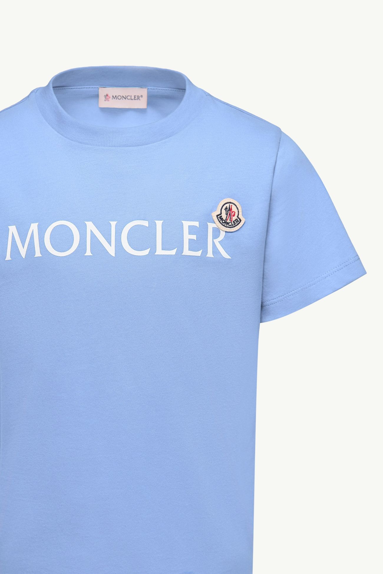 Logo Cotton T-Shirt Boy Light Blue Moncler 1