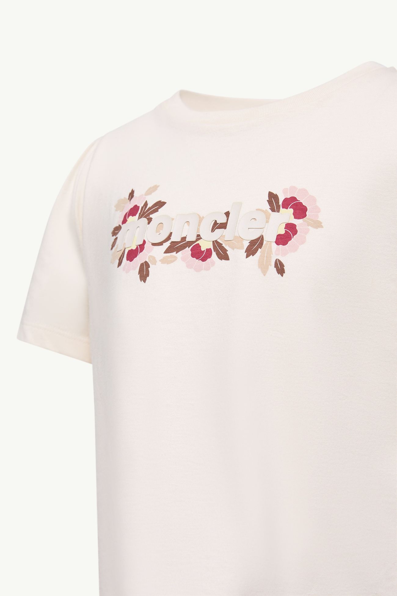 T-shirt en coton mélangé à imprimé logo floral Fille Blanc Ivoire Moncler 2