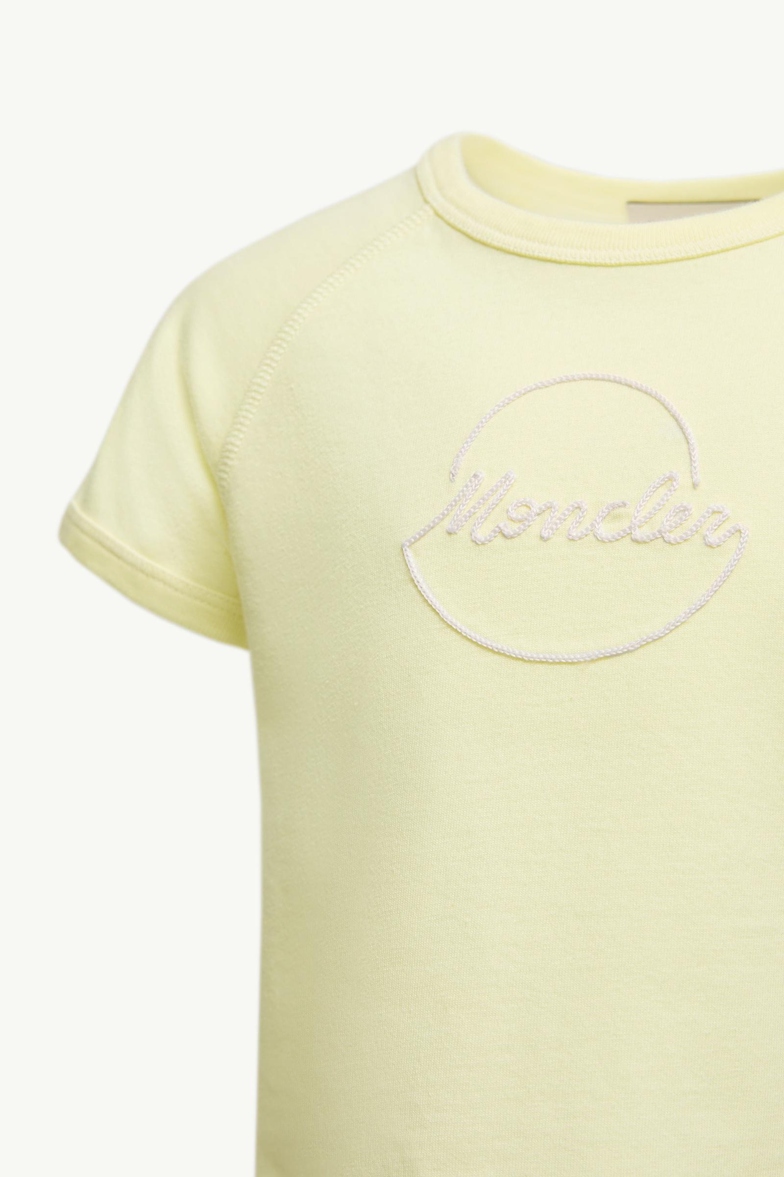 Light Yellow Embroidered Logo Cotton T-Shirt - Polos & T-shirts